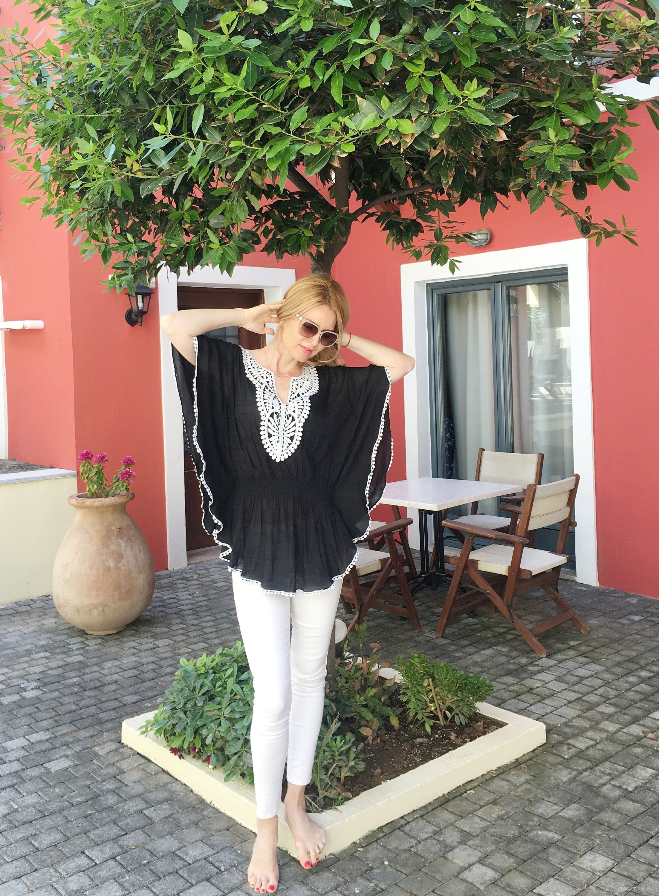 Women's Bohemian Tunic, Black Oversized Top, Boho Style Blouse, Beach Cover Up, Ethnic Loose Top, Free Delivery - image 5