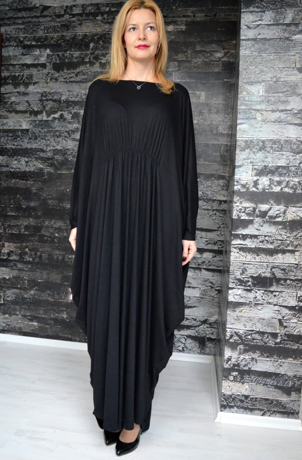 Black Caftan Dress, Maternity Kaftan, Loose Fitted Dress, Maxi Dress, Oversize Dress - image 5