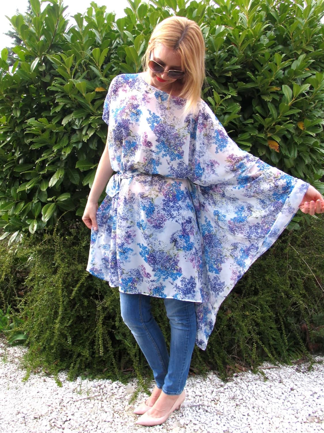 Plus Size Floral Dress/ Oversize tunic/ Elegant dress/ Everyday tunic/ Loose fitted maxi casual dress/ Maxi Top/ One Size Tunic/ Oversized - image 3