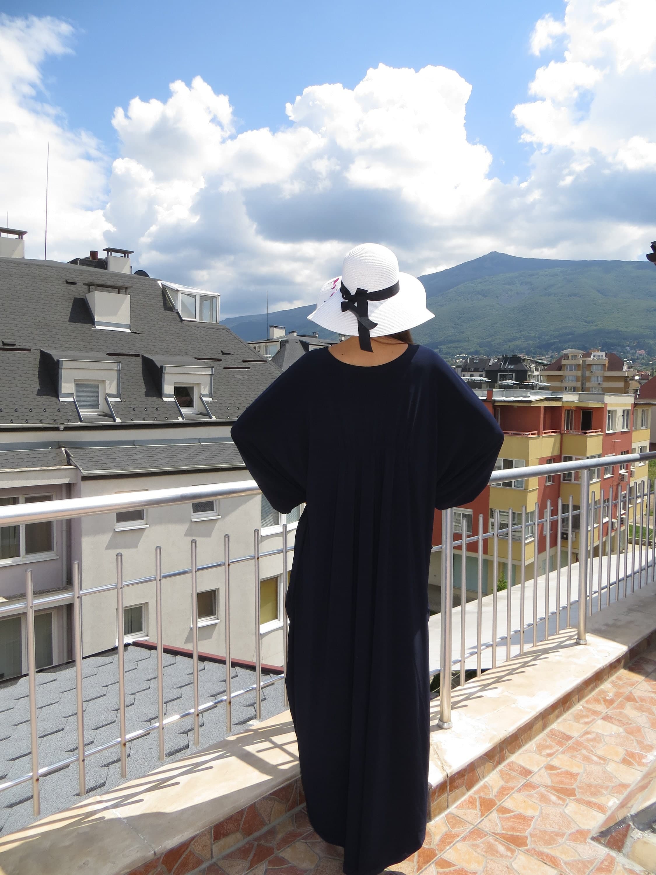 Caftan dress, Navy Blue Dress, Kaftan maxi dress, long sleeve caftan, Blue maxi dress, Oversized Maxi Dress - image 4