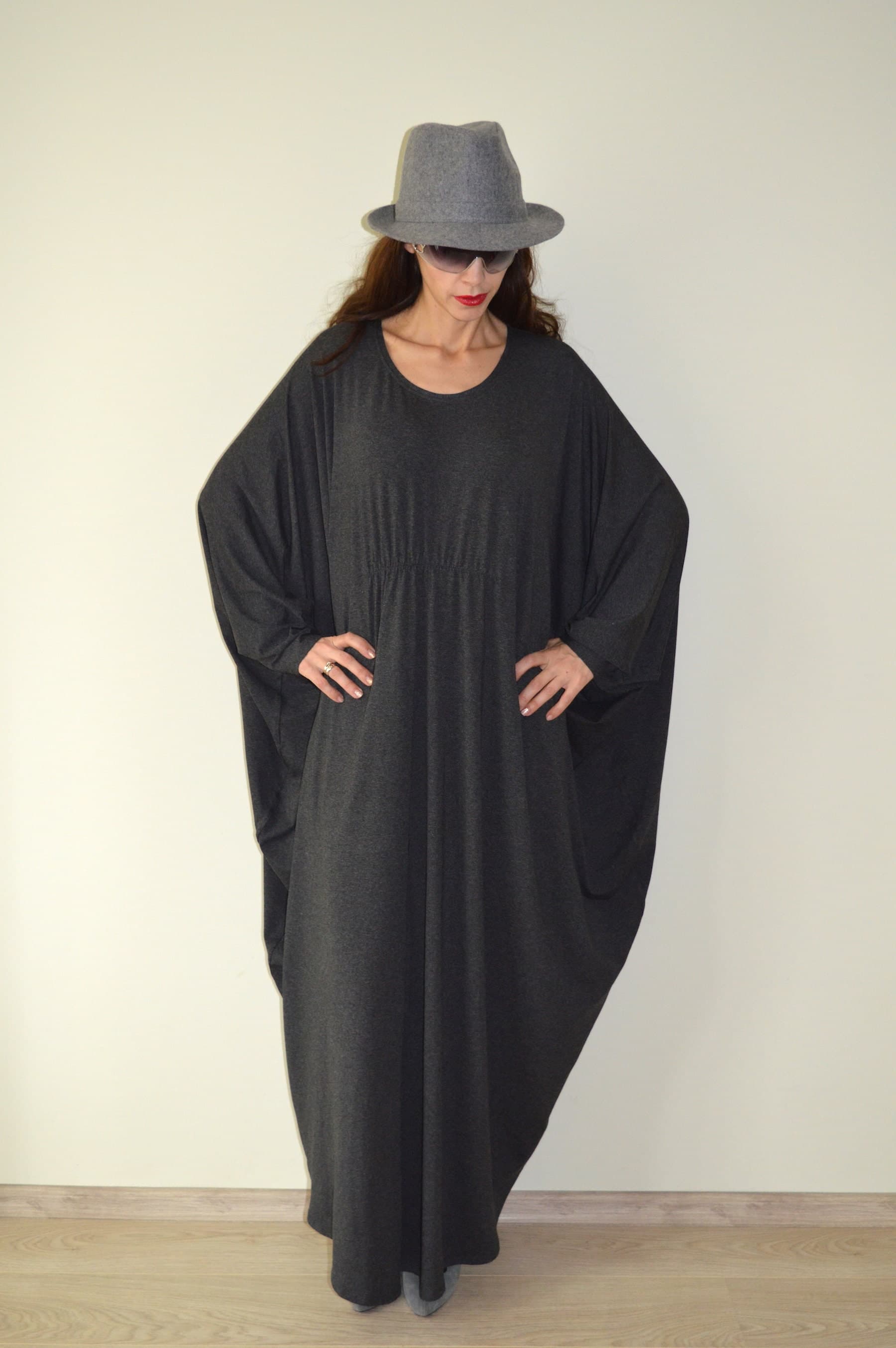 Kaftan, Abaya Dress, Grey Maxi Dress, Elegant Caftan, Plus Size Dress, Long Dress, Casual Oversized Dress - image 4