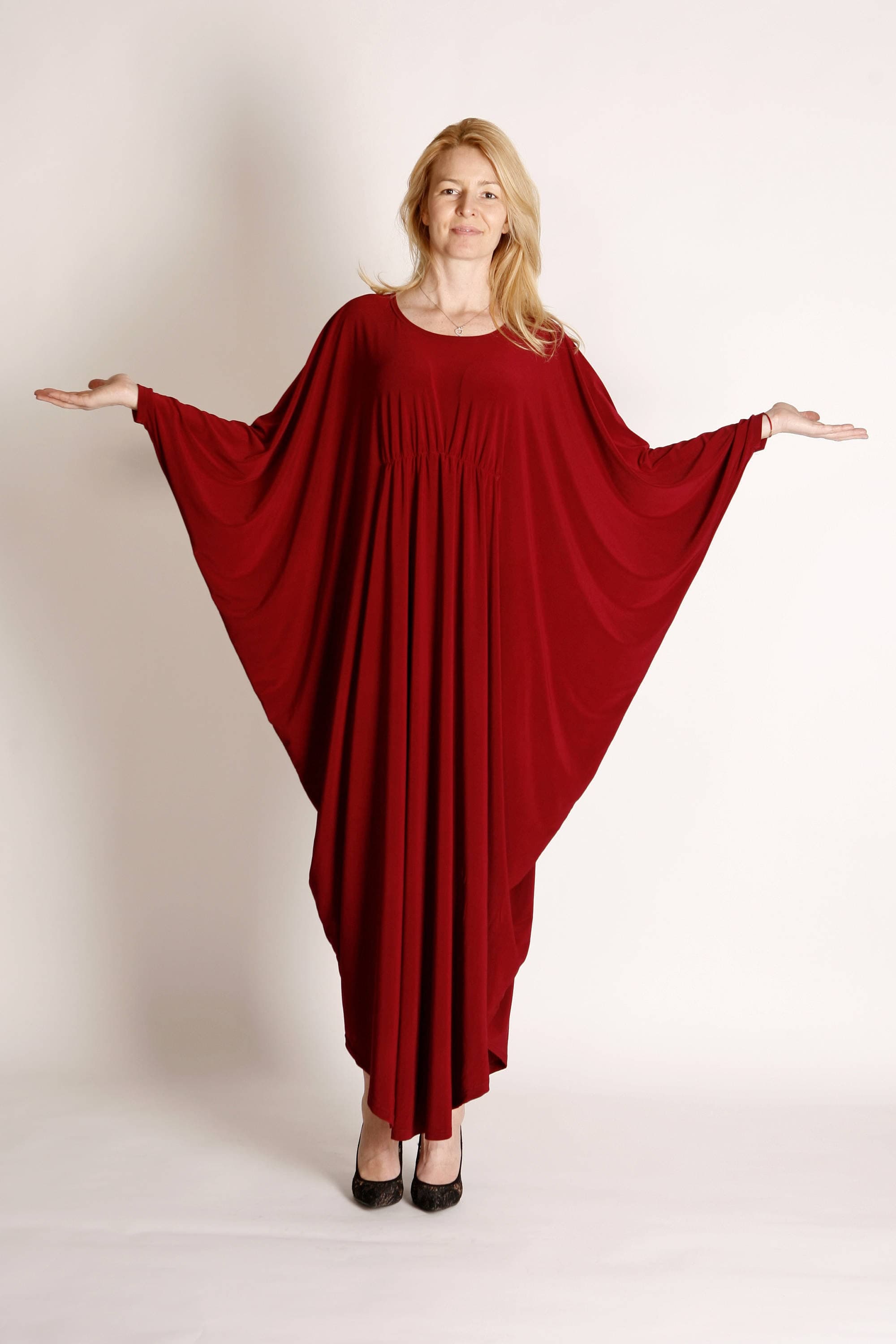 Red Abaya-Kaftan Dress- Elegant Caftan-Plus Size Dress- Oversized Dress- One Size- Maternity Dress - image 3