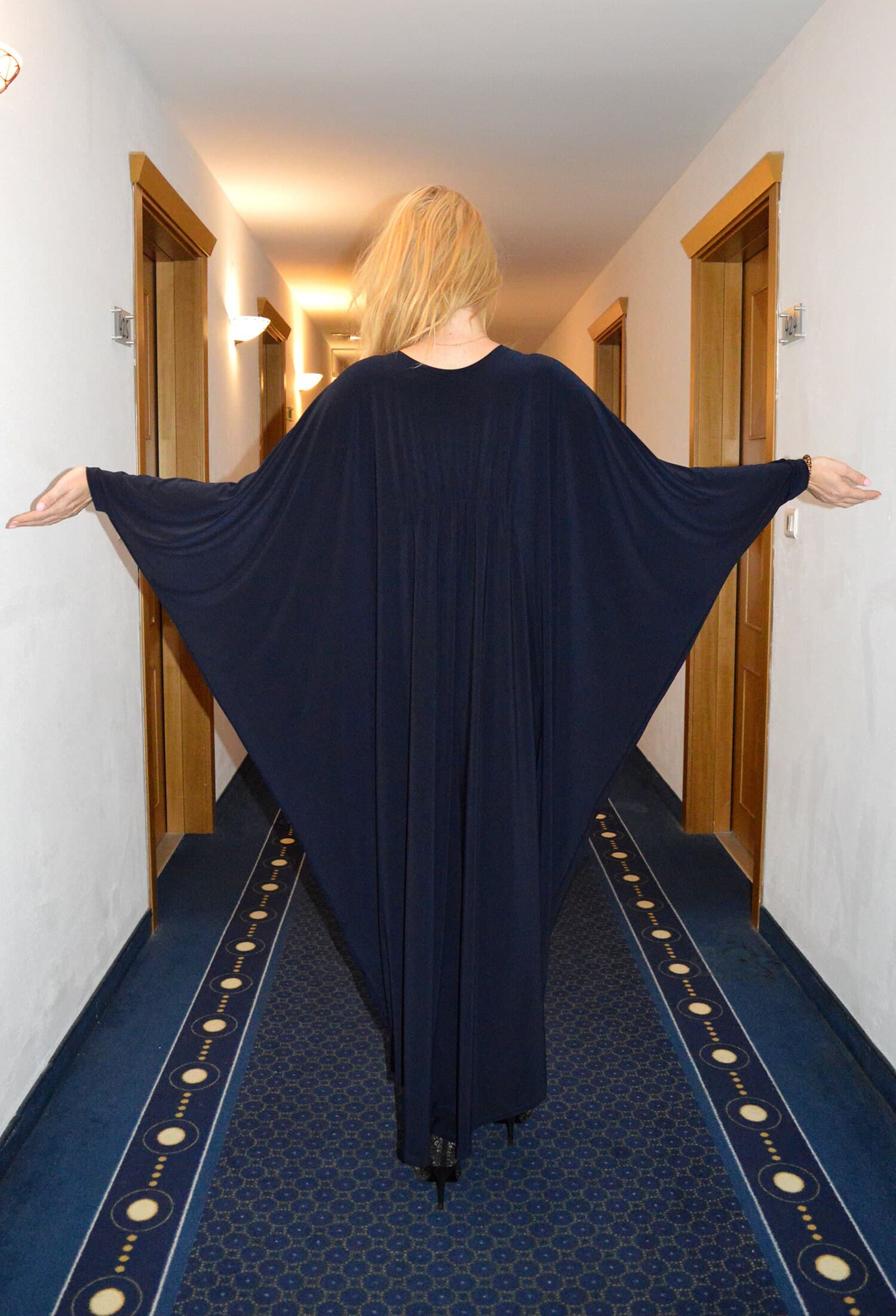 Caftan Maxi Dress, Dark Blue Kaftan, Long sleeve caftan, Blue maxi dress, Oversized Maxi Dress, Elegant Caftan - image 5