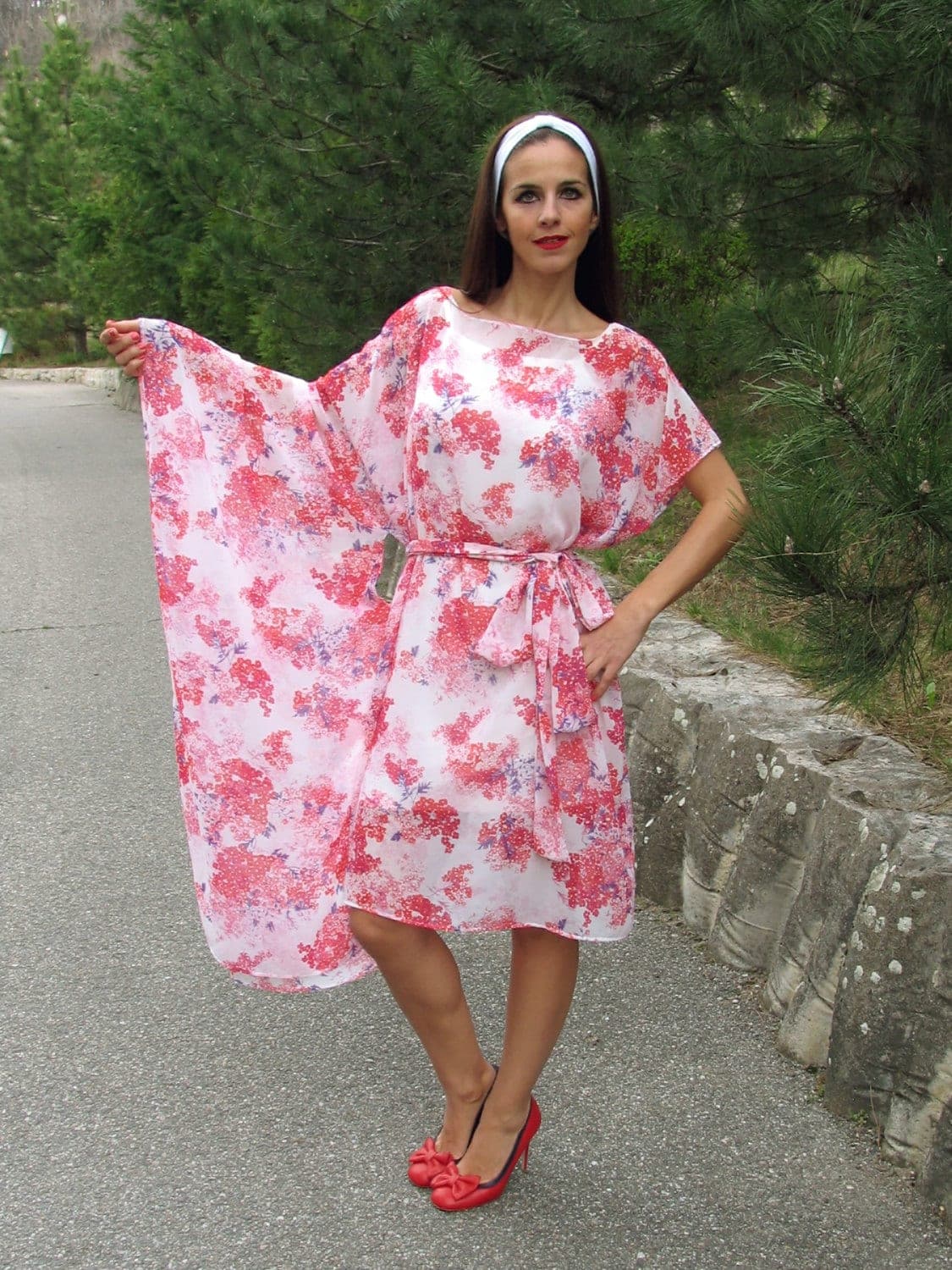 Loose Floral Print Dress/ Oversize Everyday dress/ Maxi Casual tunic/ Beach cover up/ Plus size dress
