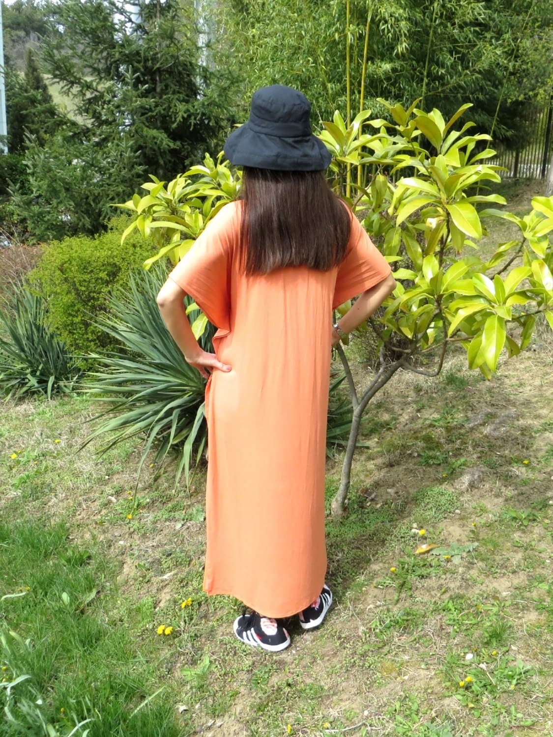 Plus Size Orange Caftan/ Oversize Kaftan Dress/ Loose Fitted Maxi Dress/ Everyday Tricot dress/ Beach Cover up/ Women Fahion by eMODNO - image 5