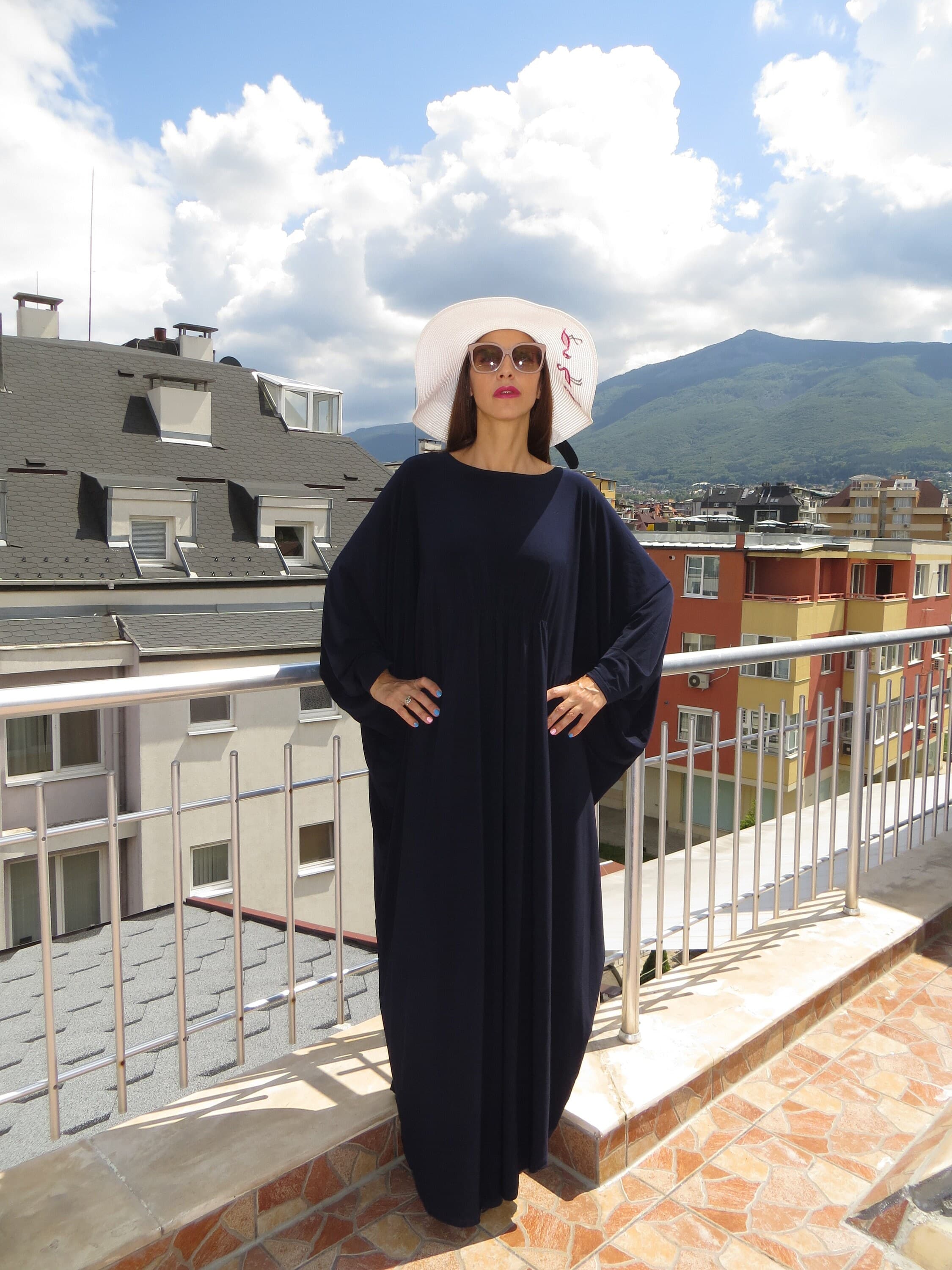 Caftan dress, Navy Blue Dress, Kaftan maxi dress, long sleeve caftan, Blue maxi dress, Oversized Maxi Dress