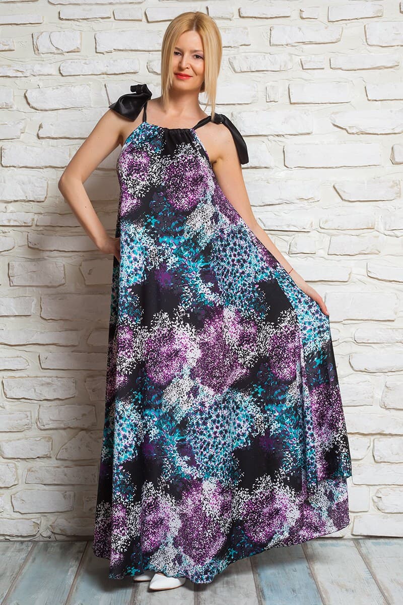 Elegant Maxi Dress, Oversize Satin Dress, Party Dress, Maternity Wear, Satin Long Dress, Multicoloured Dress, One Size Dress - image 4