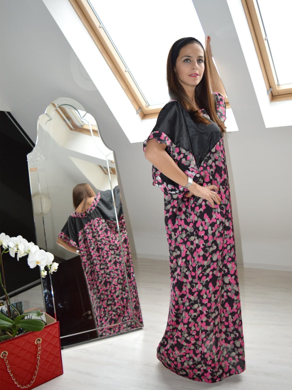 Oversize Maxi Caftan Dress, Everyday Casuel Plus Size Dress, Loose Elegant Kaftan, One Size Long Dress, Satin Maxi Dress, Maternity Dress - image 4