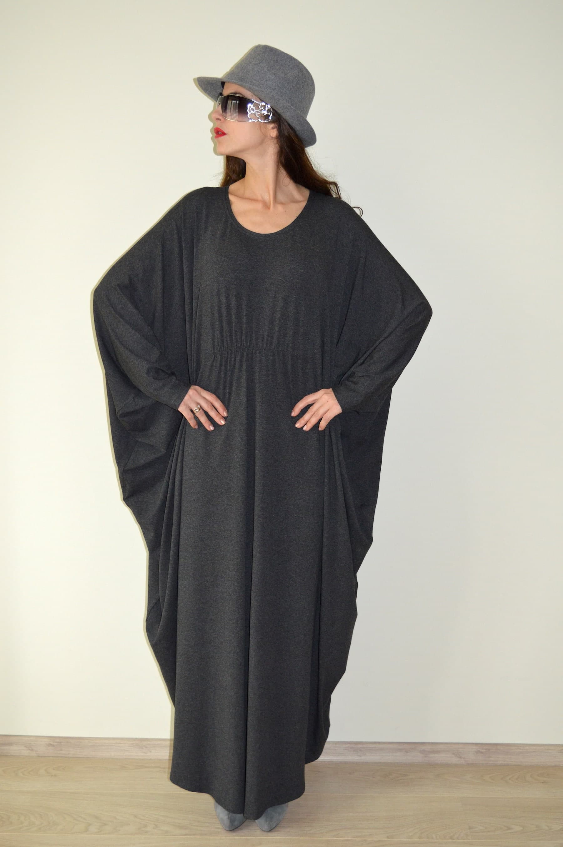 Kaftan, Abaya Dress, Grey Maxi Dress, Elegant Caftan, Plus Size Dress, Long Dress, Casual Oversized Dress