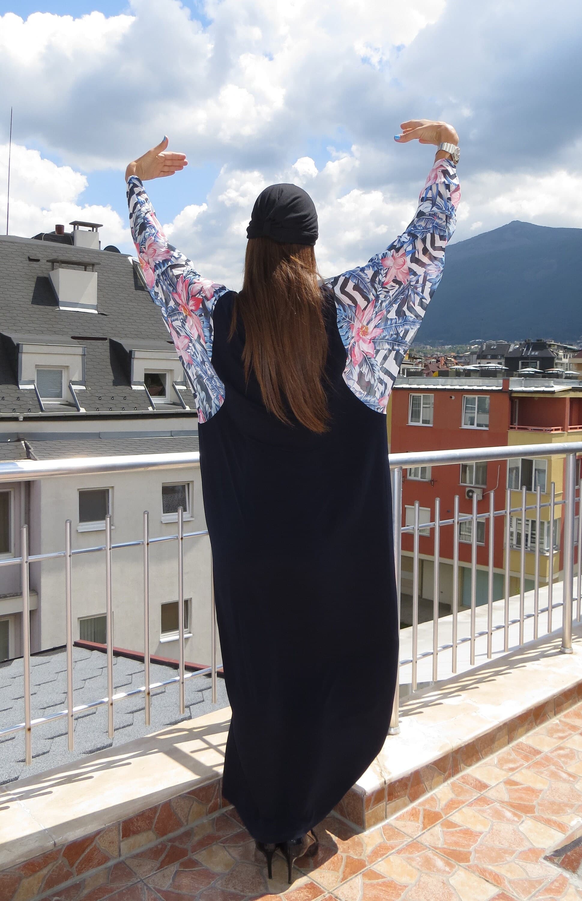 Blue Maxi Dress, Kaftan,Woman Maxi Dress, Long Blue Dress, Floral Caftan - image 4