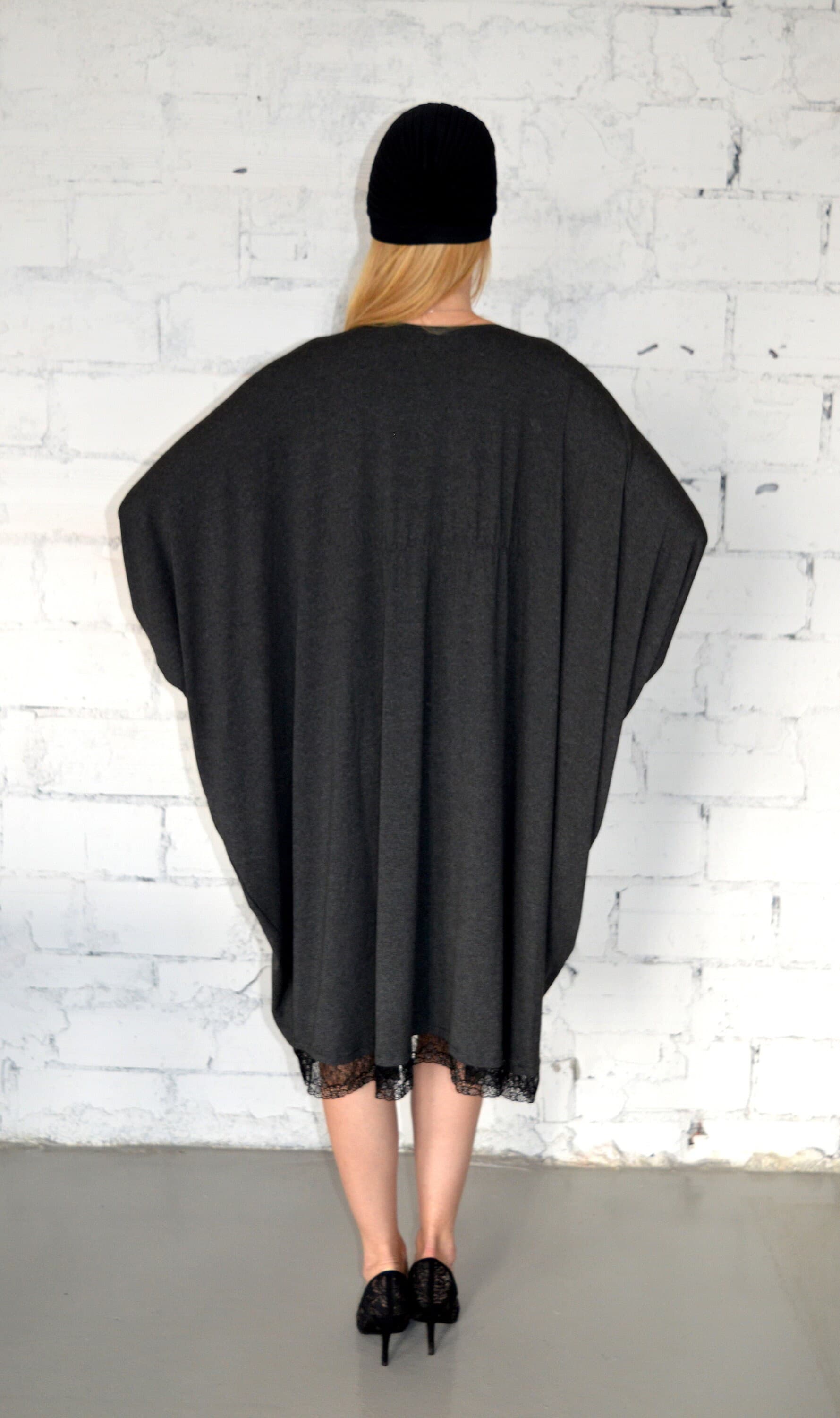 Women Midi Dress, Caftan Dress with Lace, Grey Kaftan, Abaya Dress, Maxi Dress, Plus Size Dress, Long Dress, Casual Oversized Dress - image 5