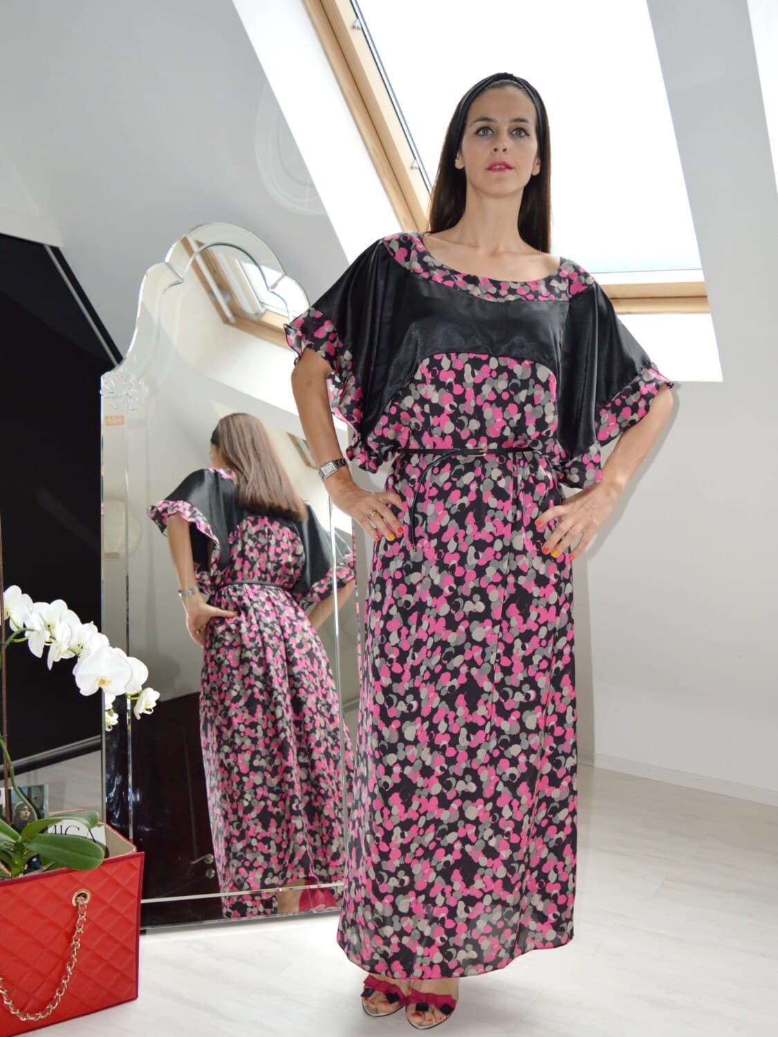 Oversize Maxi Caftan Dress, Everyday Casuel Plus Size Dress, Loose Elegant Kaftan, One Size Long Dress, Satin Maxi Dress, Maternity Dress - image 3