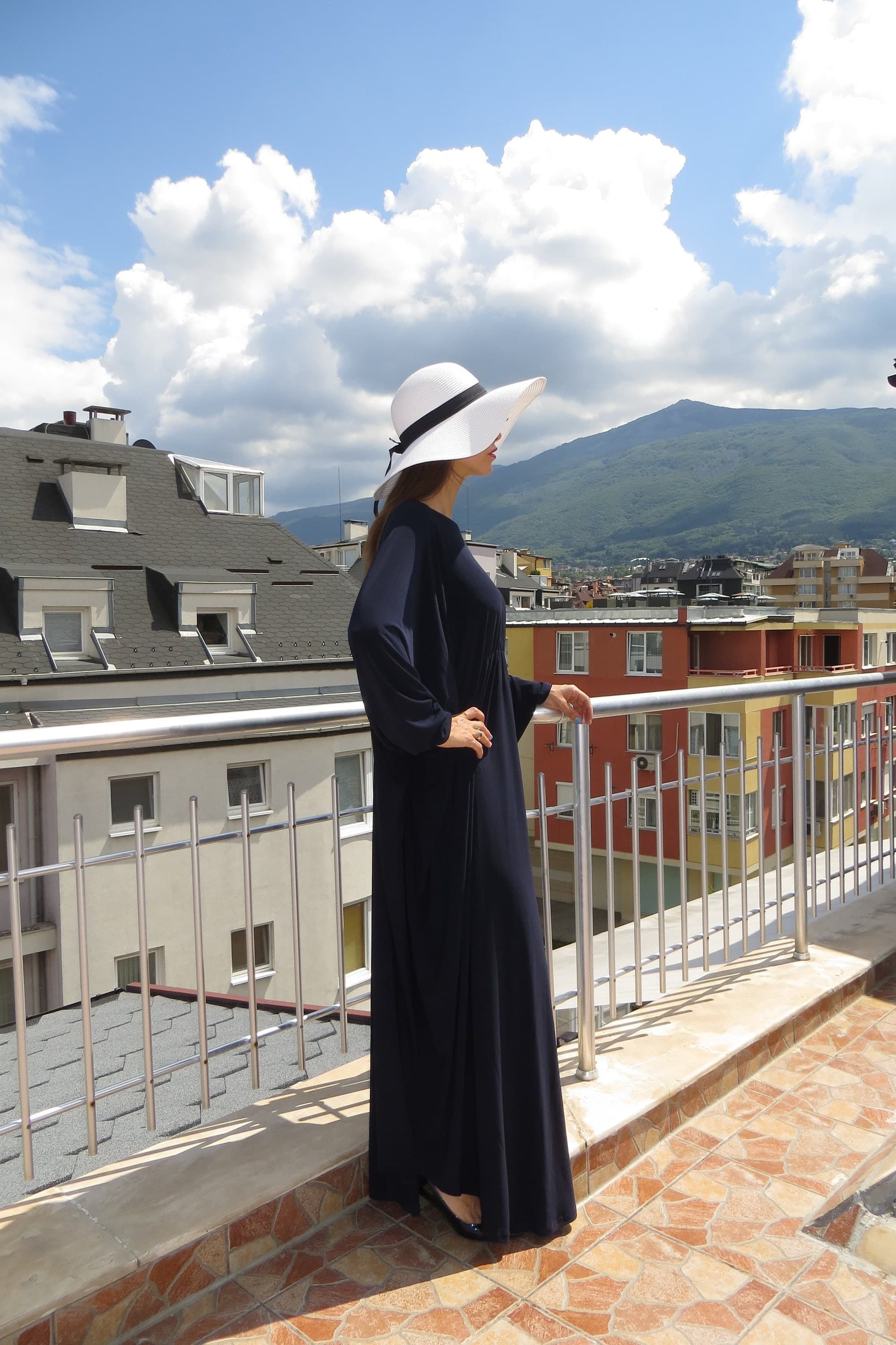 Caftan dress, Navy Blue Dress, Kaftan maxi dress, long sleeve caftan, Blue maxi dress, Oversized Maxi Dress - image 3