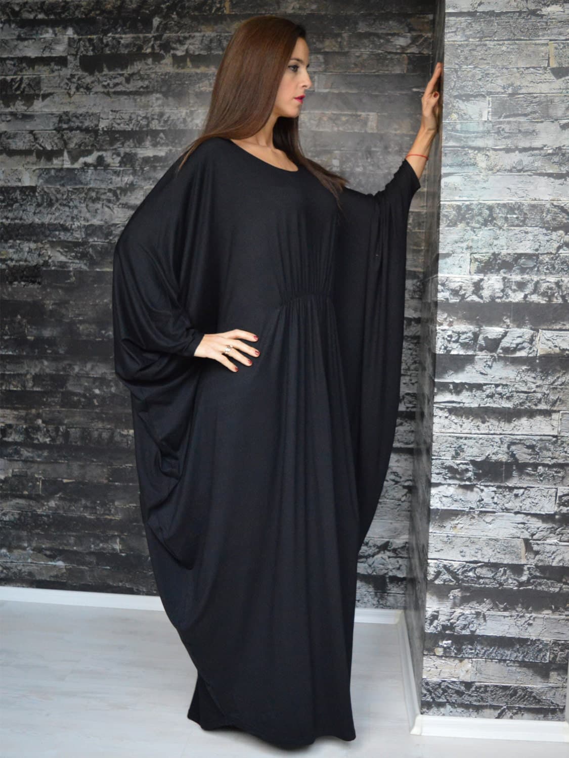 Women's Clothing-Caftan Dress - Black Oversize Caftan - Maternity Wear -Loose Fitted Kaftan- Plus Size Maxi Dress - image 4
