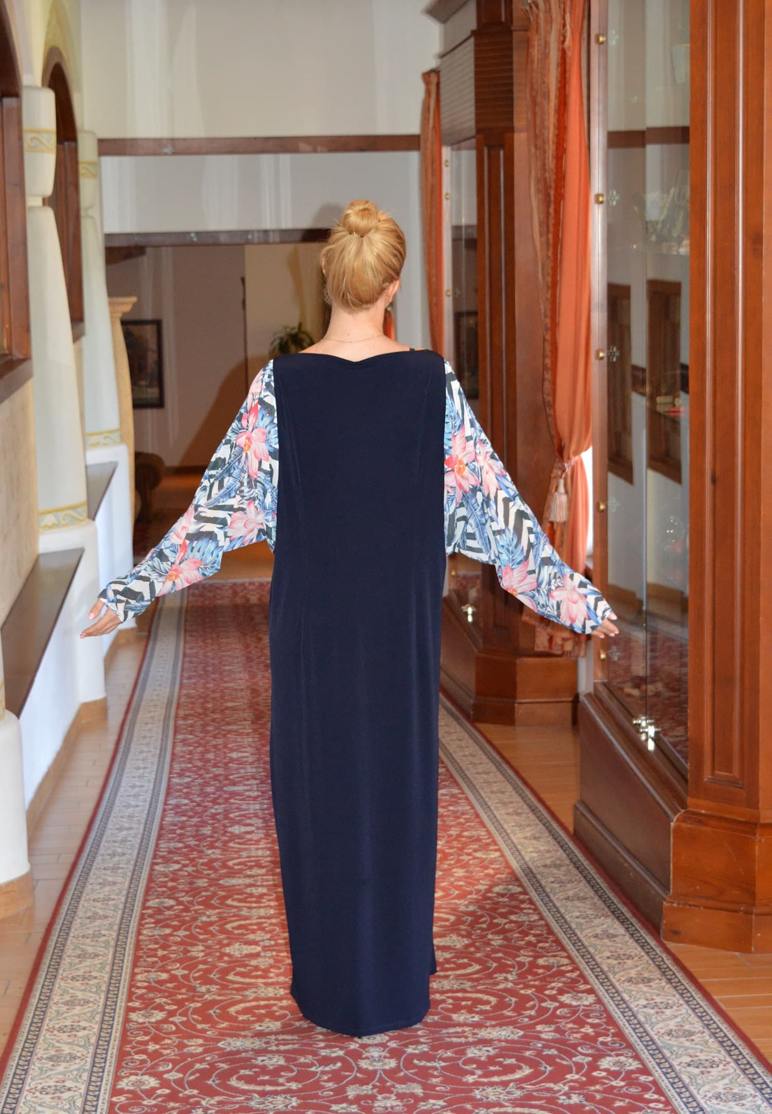 Blue Kaftan, Maxi Dress, Elegant Abaya, Plus Size Caftan, Long Evening Dress, Sleeve Dress - image 5