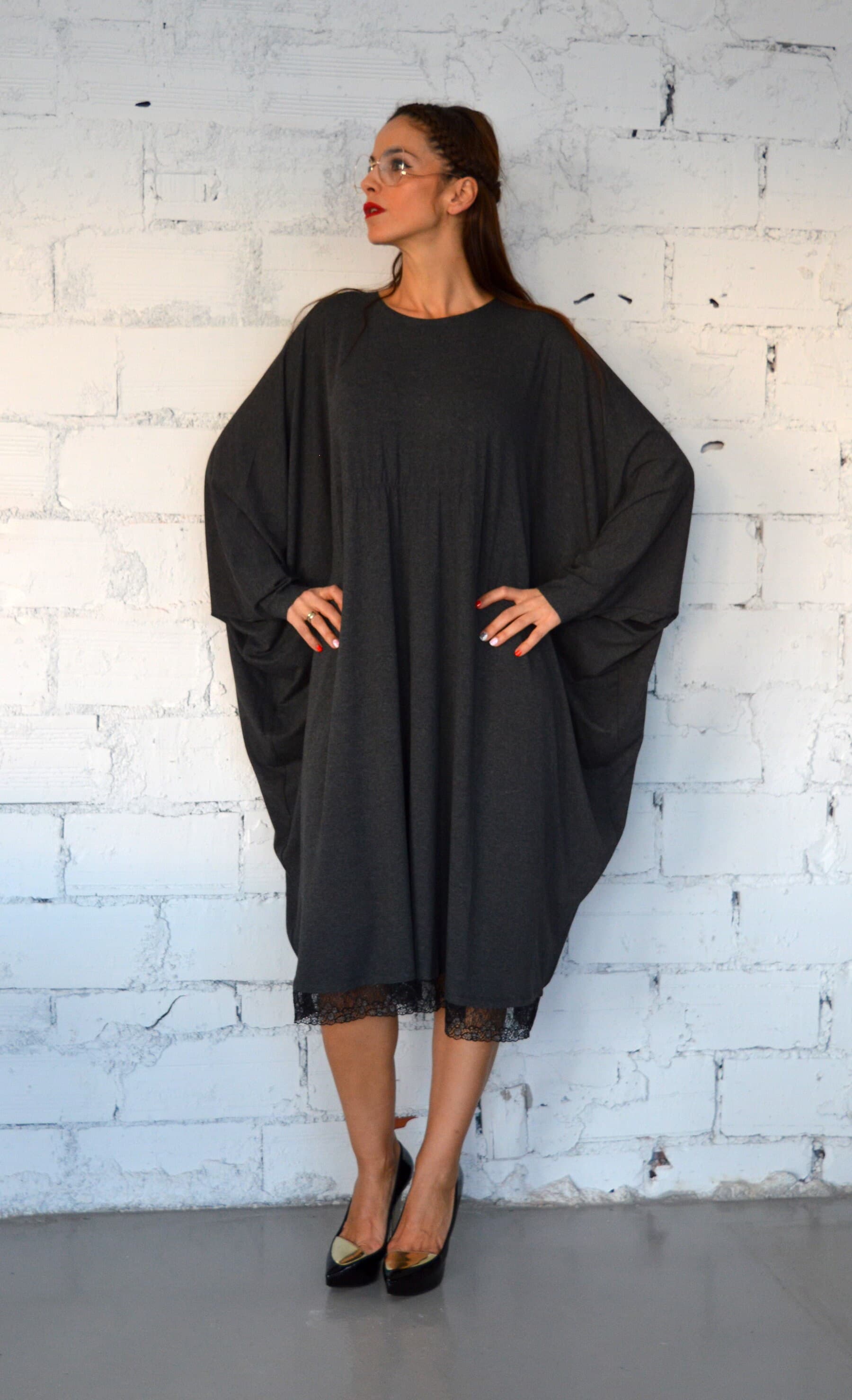 Women Oversized Dress, Grey Caftan, Midi Dress, Caftan Dress with Lace, Abaya Dress, Maxi Dress, Plus Size Dress, Long Dress, Casual Dress - image 4