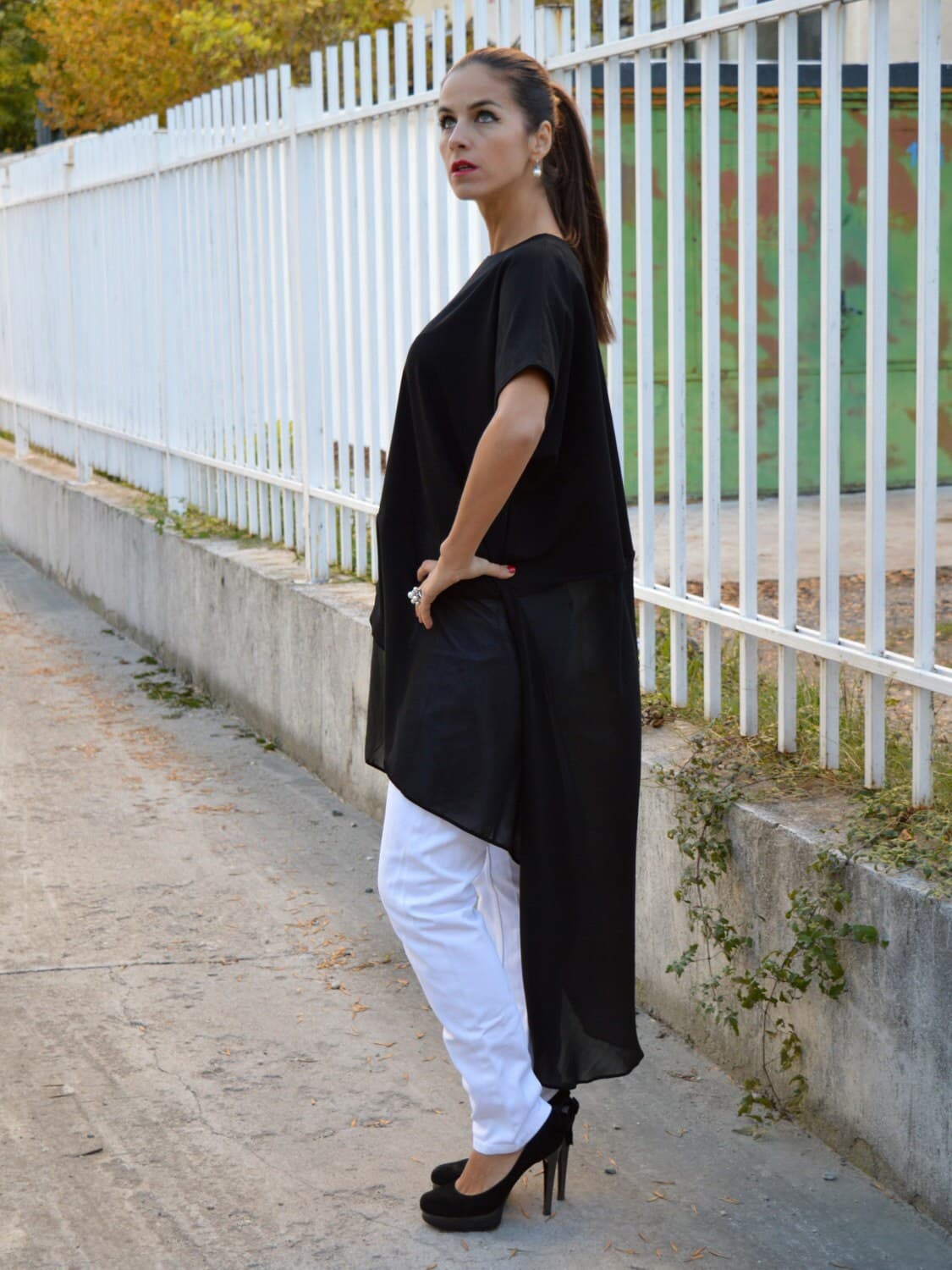 Black Loose Oversized Top,Plus Size Tunic, Asymmetric Top, Maternity Tunic, Loose Fitted Tunic, One Size Elegant Top, Oversized Clothing - image 5