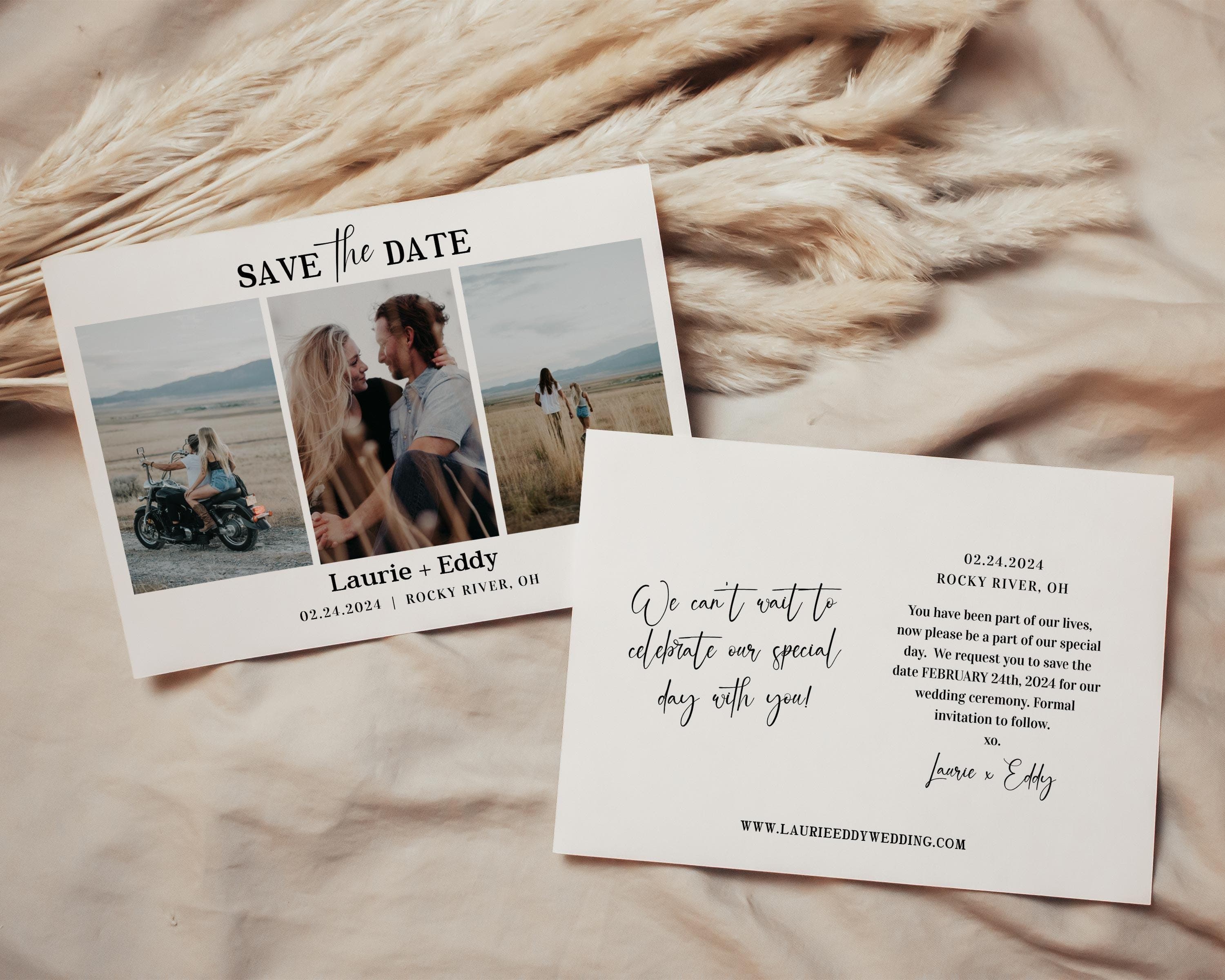 Collage Photo Save The Date Wedding Postcard, Minimal Save The Date Set, Modern Wedding Printable Template #55-0 - image 4