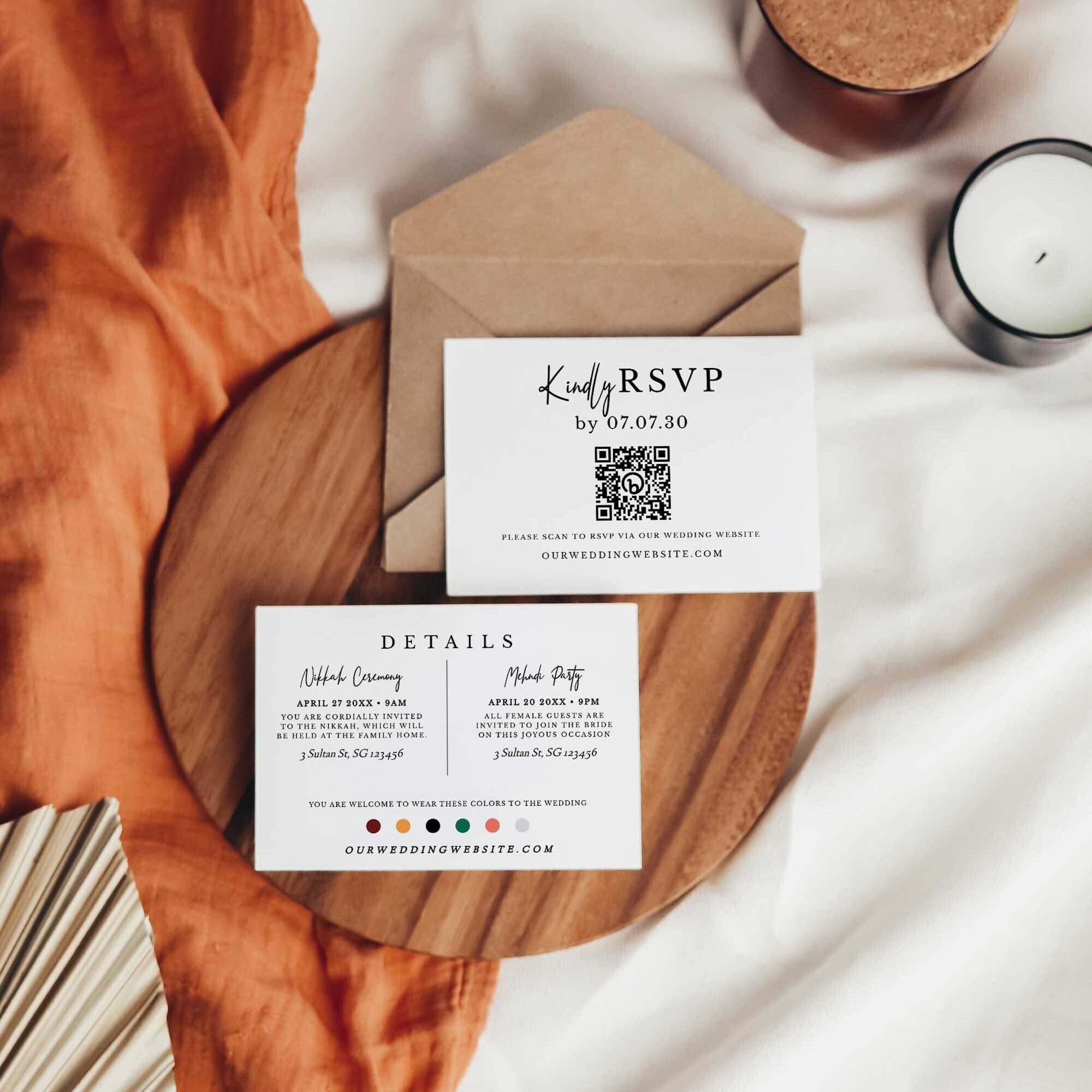 Minimalist Muslim Wedding Invitation Template Set AKMAL (Invite, QR Code RSVP, Details) — Instant Access | Edit Online - image 4