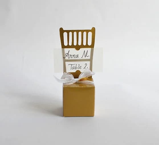 Vintage Rustic Tiffany Chair Wedding Favour Placecard Name Card Box
