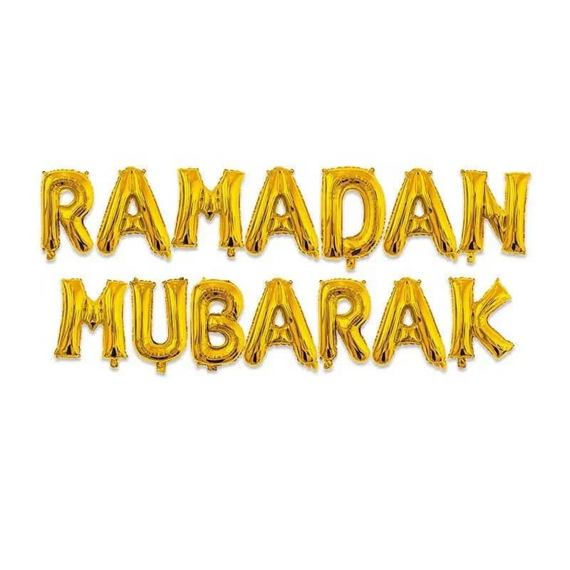 Ramadan Mubarak Letter Balloons Gold Rose Gold Silver Eid Mubarak