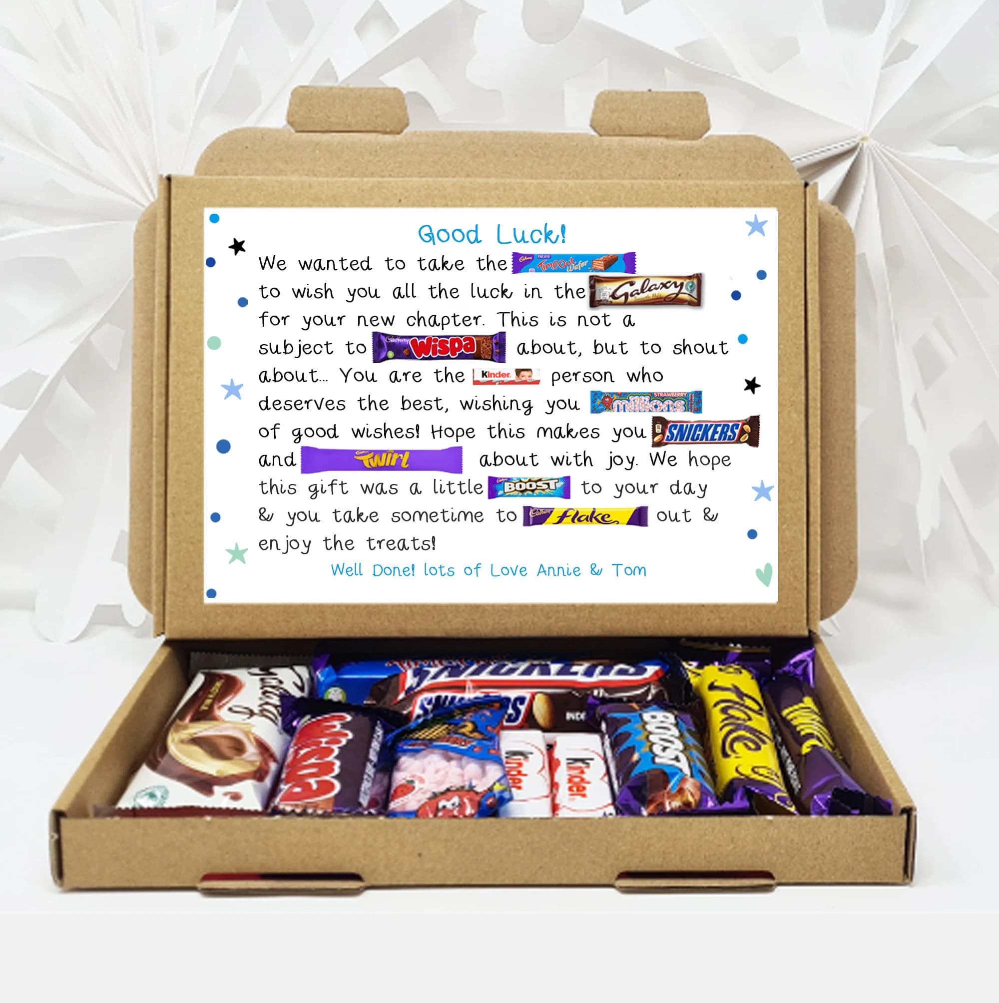 Personalised Good Luck New Job Sorry your leaving Treat Box Letterbox Gift Hug in a Box Hamper Chocolate Poem Unique - image 4