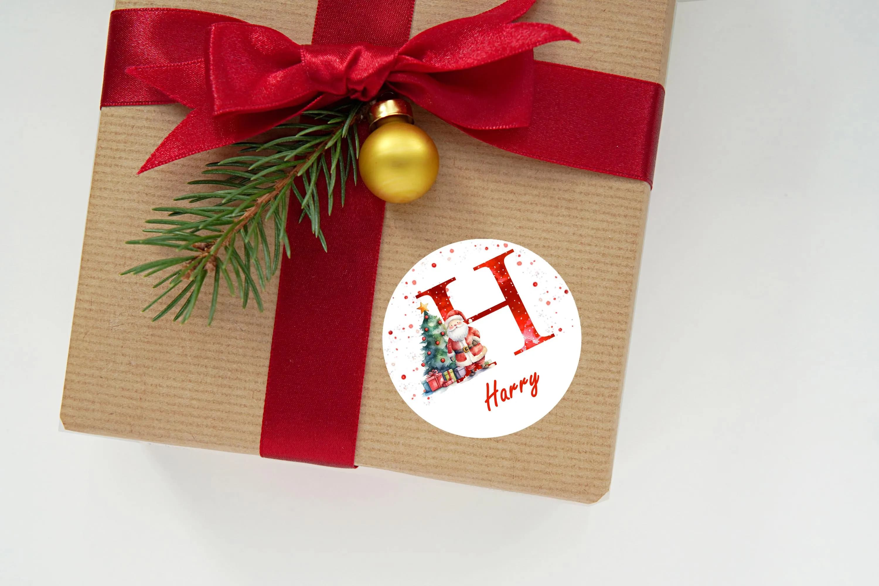 24 Personalised Christmas  Initial Stickers, Christmas Gift Labels, Tag Labels Present Delivery Scandi Design Santa Stickers, Envelope Seals - image 5