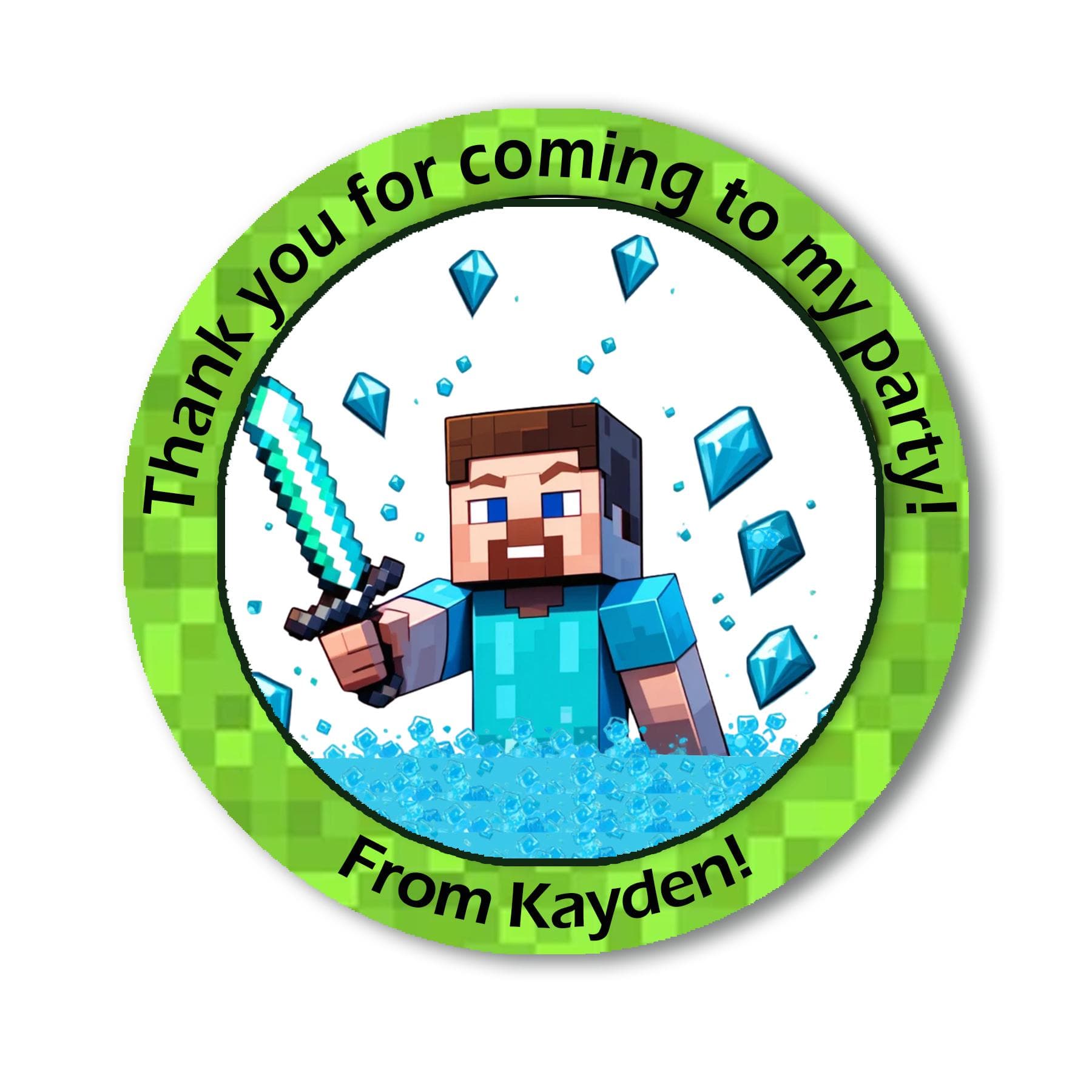 Personalised Gaming MINING Birthday Stickers For Party Thank You Sweet Cone Bags Labels Various Designs - image 4