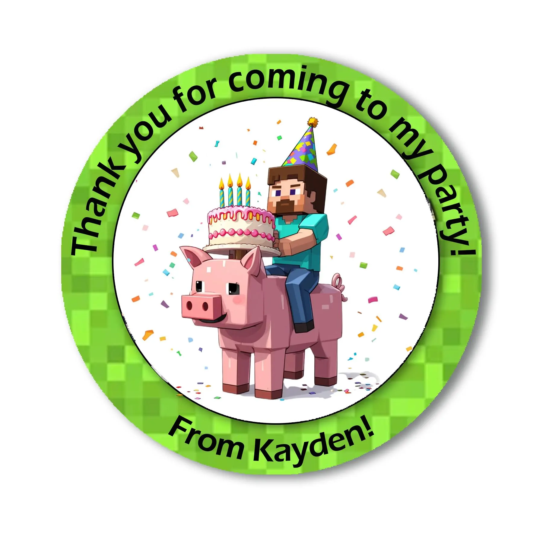 Personalised Gaming MINING Birthday Stickers For Party Thank You Sweet Cone Bags Labels Various Designs - image 3