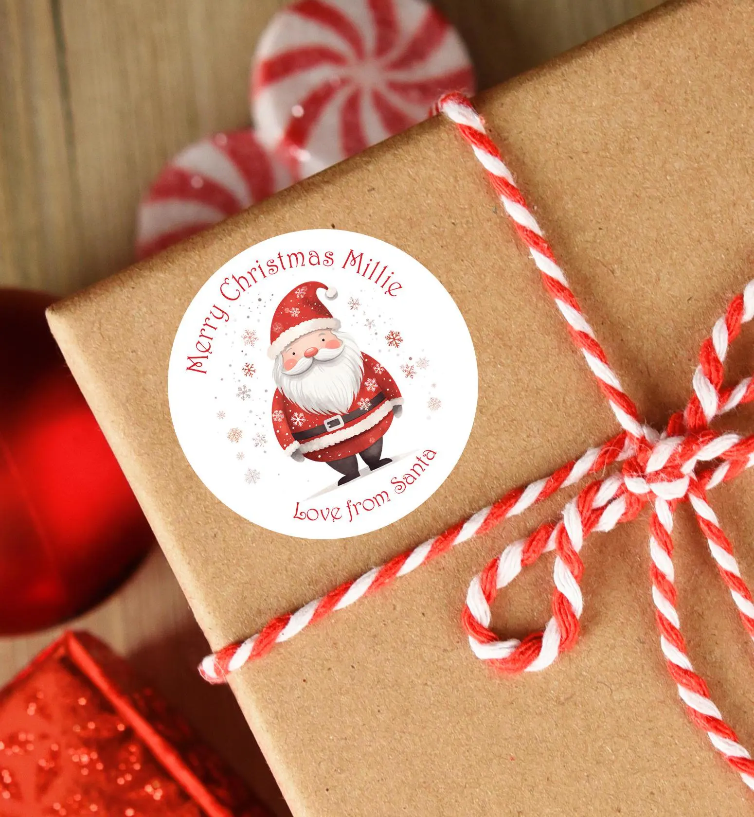 24 Personalised Christmas Stickers Gift Tag Labels Present Delivery From Santa Scandi Design - image 3