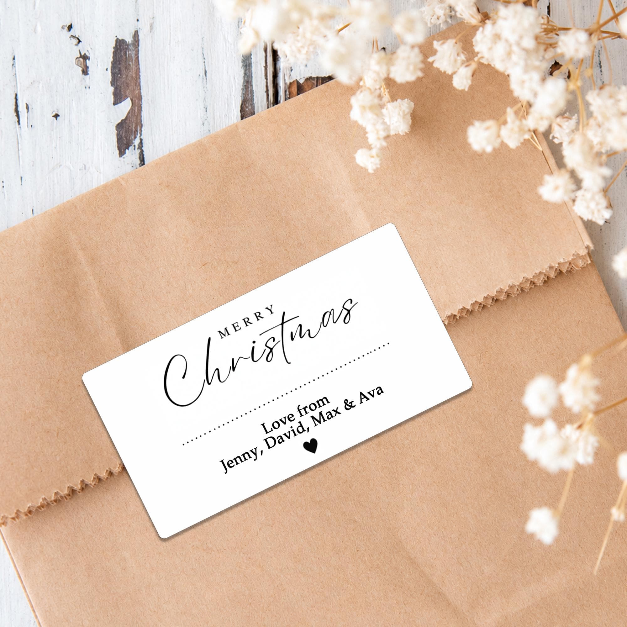 PERSONALISED 24 x Merry Christmas from Family Christmas Gift Stickers, Minimalistic Christmas Labels Custom Name Present Gift Bag Tags - image 5