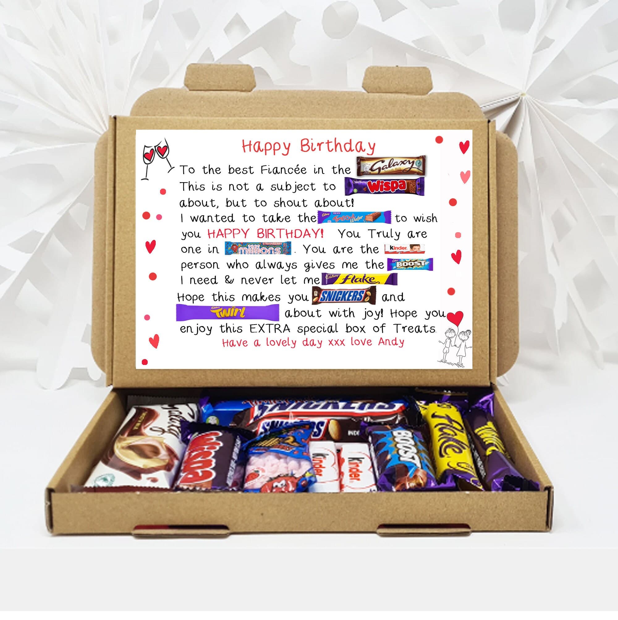 Personalised Birthday Anniversary cute Chocolate poem Gift -  for Him Her Selection Gift Box hamper unique Husband Wife Boyfriend Girlfriend - image 4