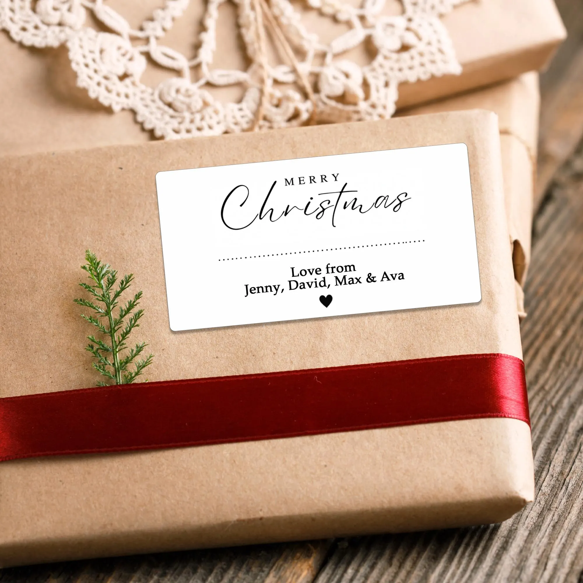 PERSONALISED 24 x Merry Christmas from Family Christmas Gift Stickers, Minimalistic Christmas Labels Custom Name Present Gift Bag Tags - image 3