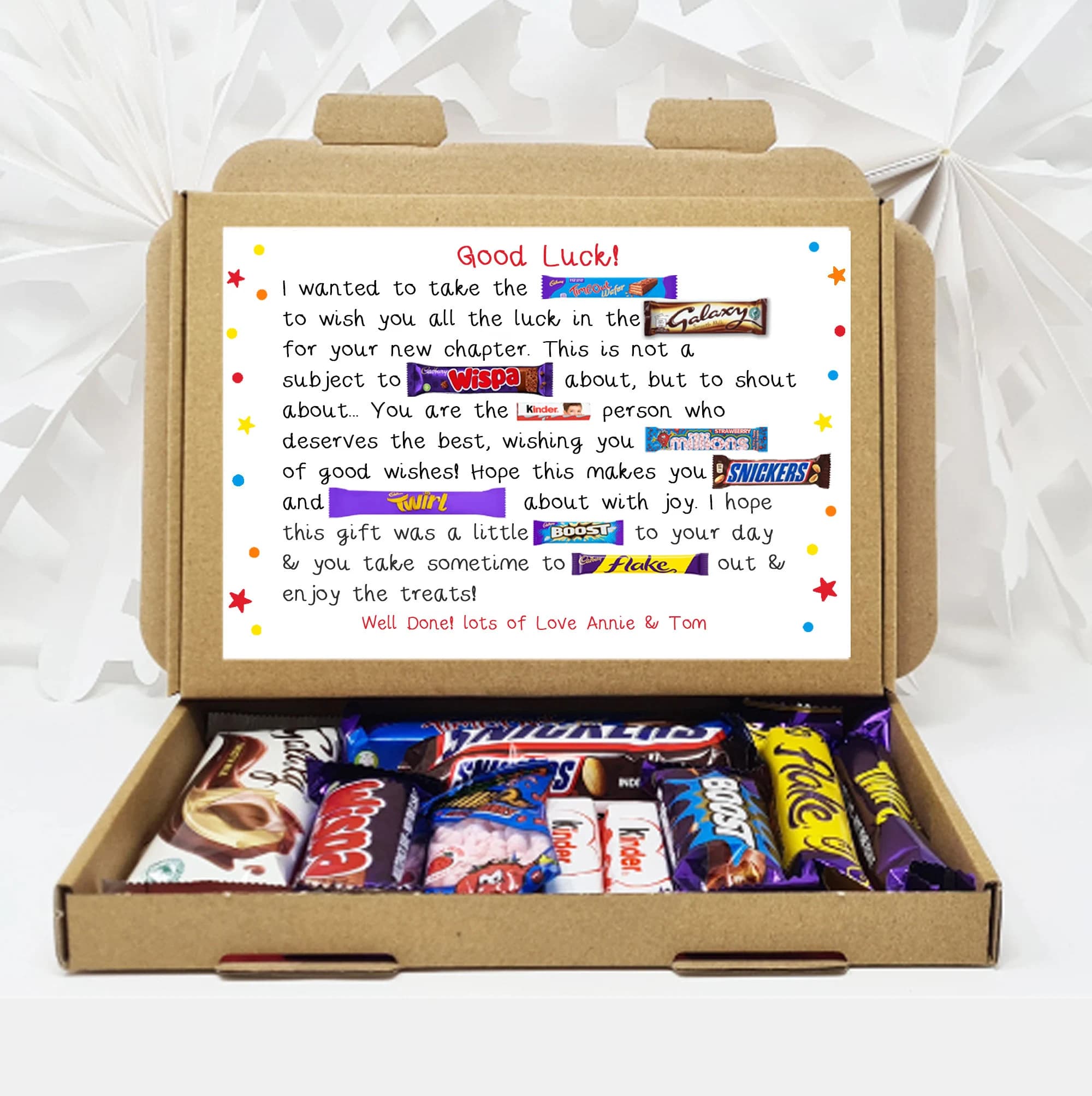 Personalised Good Luck New Job Sorry your leaving Treat Box Letterbox Gift Hug in a Box Hamper Chocolate Poem Unique - image 3