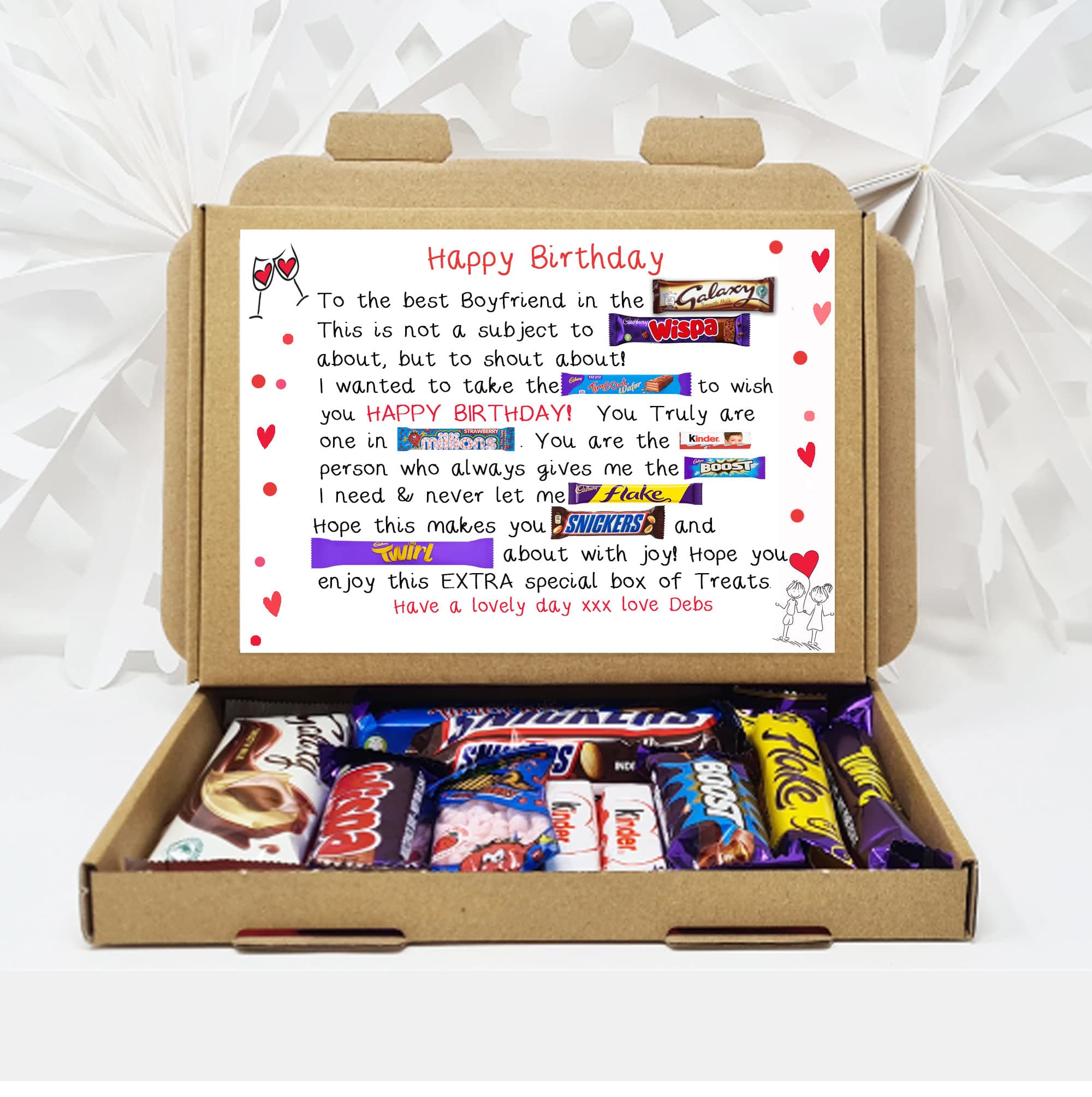 Personalised Birthday Anniversary cute Chocolate poem Gift -  for Him Her Selection Gift Box hamper unique Husband Wife Boyfriend Girlfriend