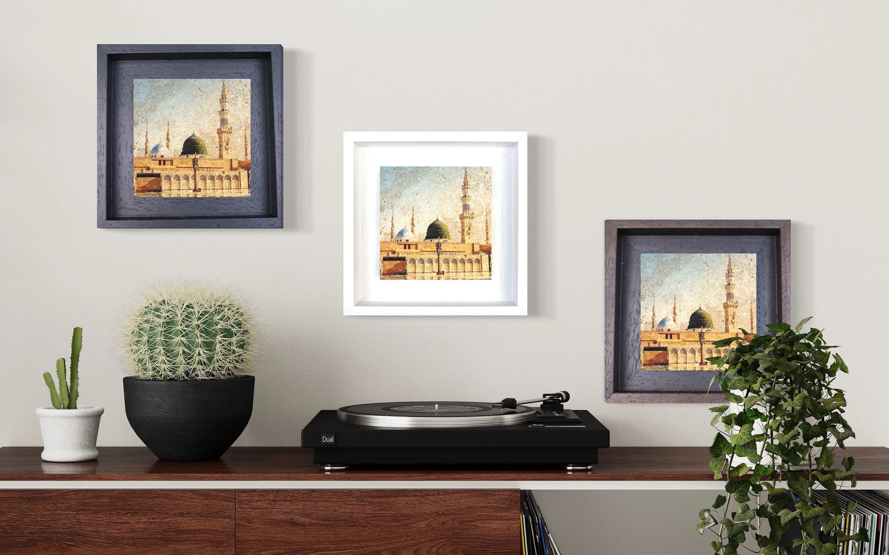 Al Masjid an Nabawi ( The Prophet’s Mosque) Medina Stone Art Islamic Gift Framed Wall Art  - SMALL - image 3