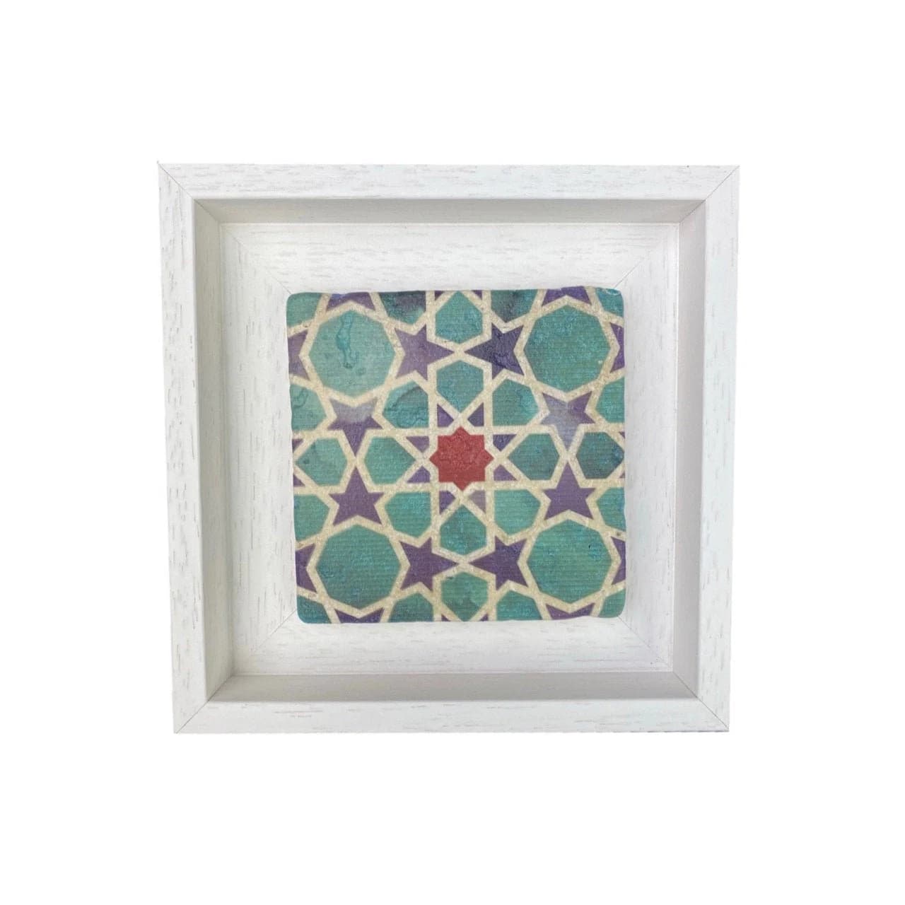 Turquoise, Red and Blue Geometric Stone Tile SMALL