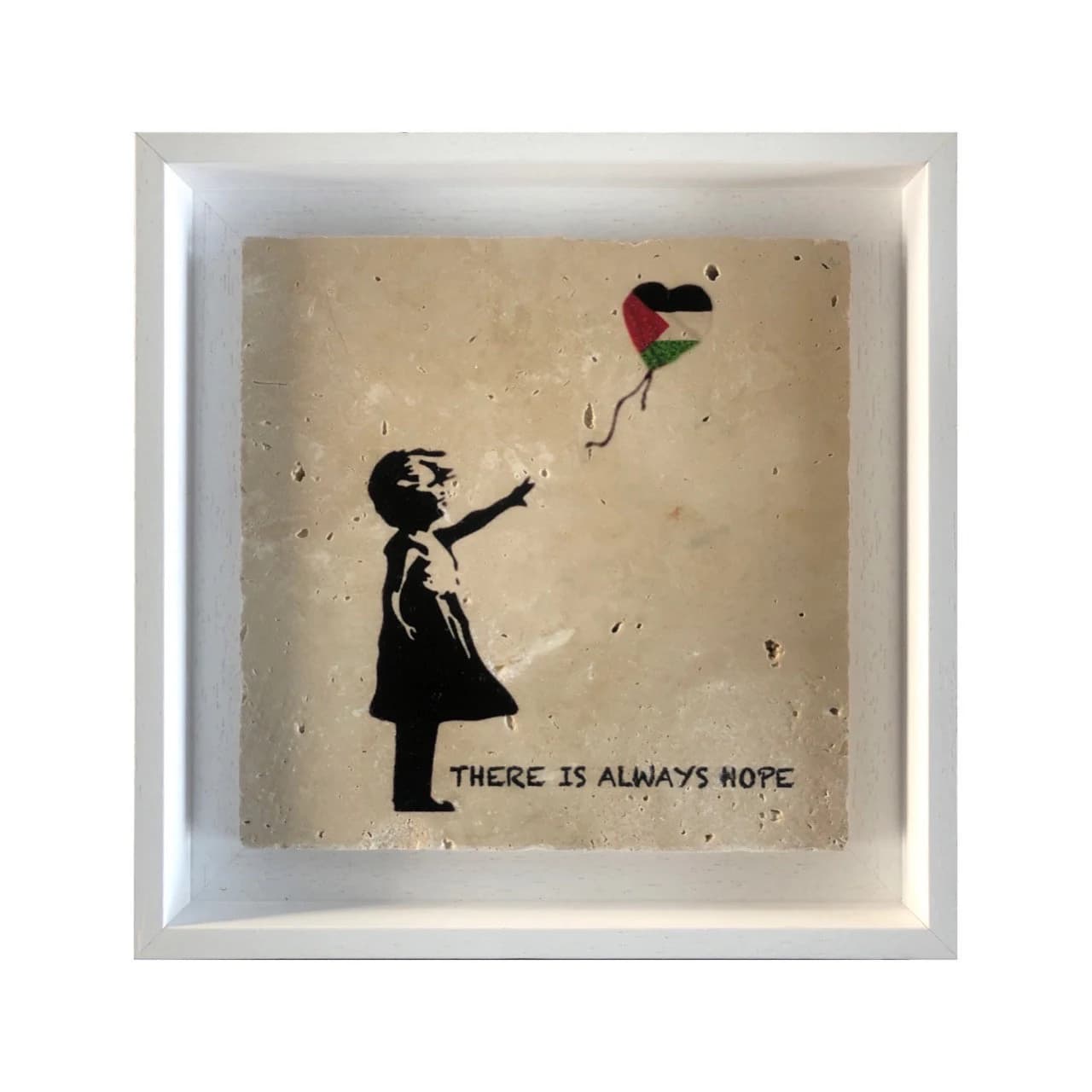 There is Always Hope Banksy's Girl with Palestine Balloon Design Stone Art MEDIUM