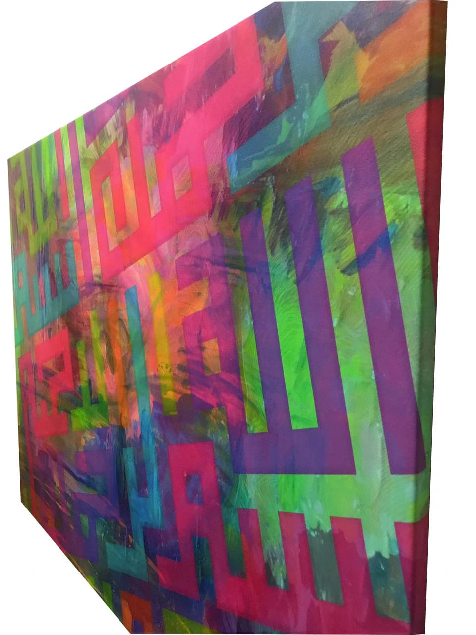 Multi-Coloured Kufic Calligraphy Bismillah Graffiti Art Street Art Pop Art Modern Design Islamic Wall Art Original Giclée Canvas - XL - image 5