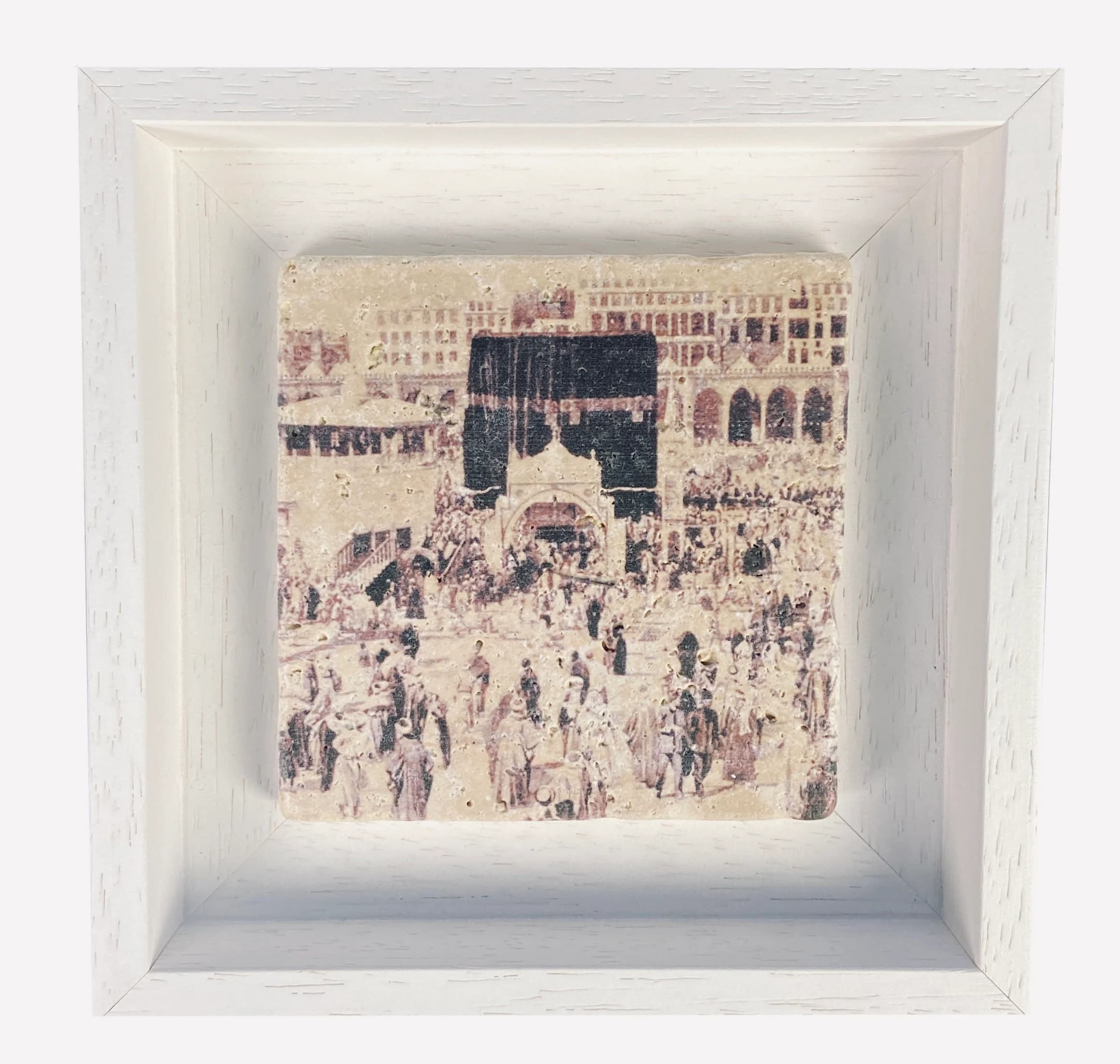 The Kaaba circa 1887 Stone Art - SMALL Islamic Gift Wall Art Stone Art Natural Travertine Tile - image 4