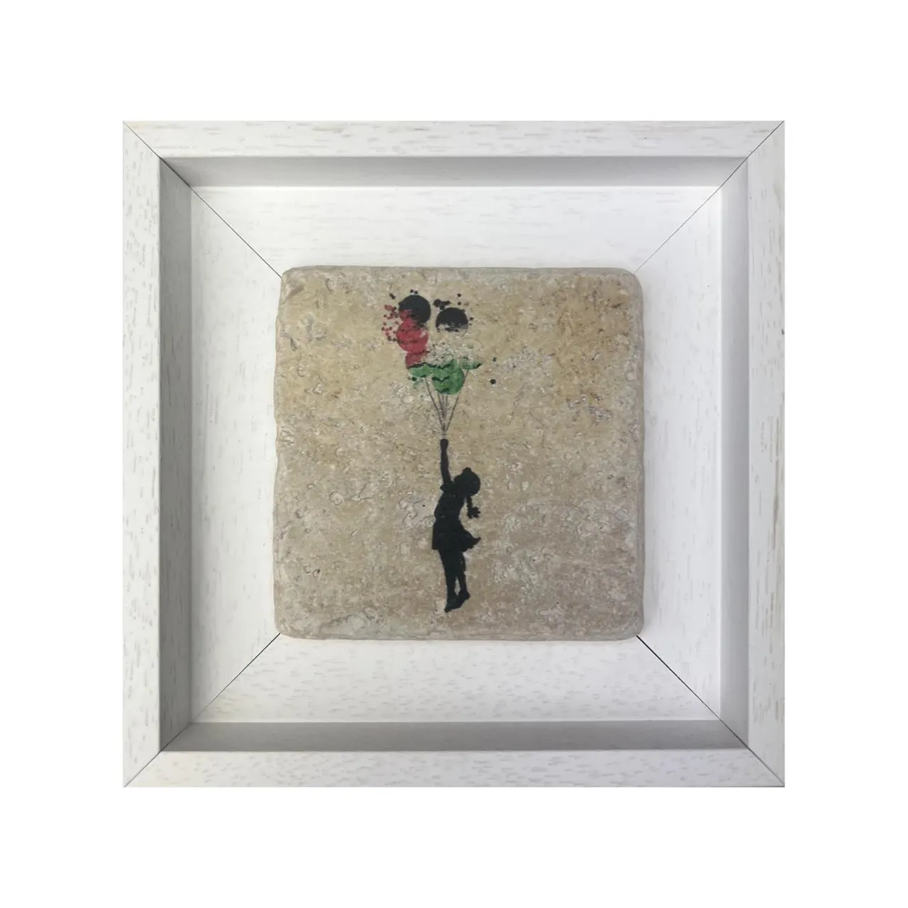 Banksy's “The Girl with the Balloons” Distortion Palestine Flags Design Stone Art