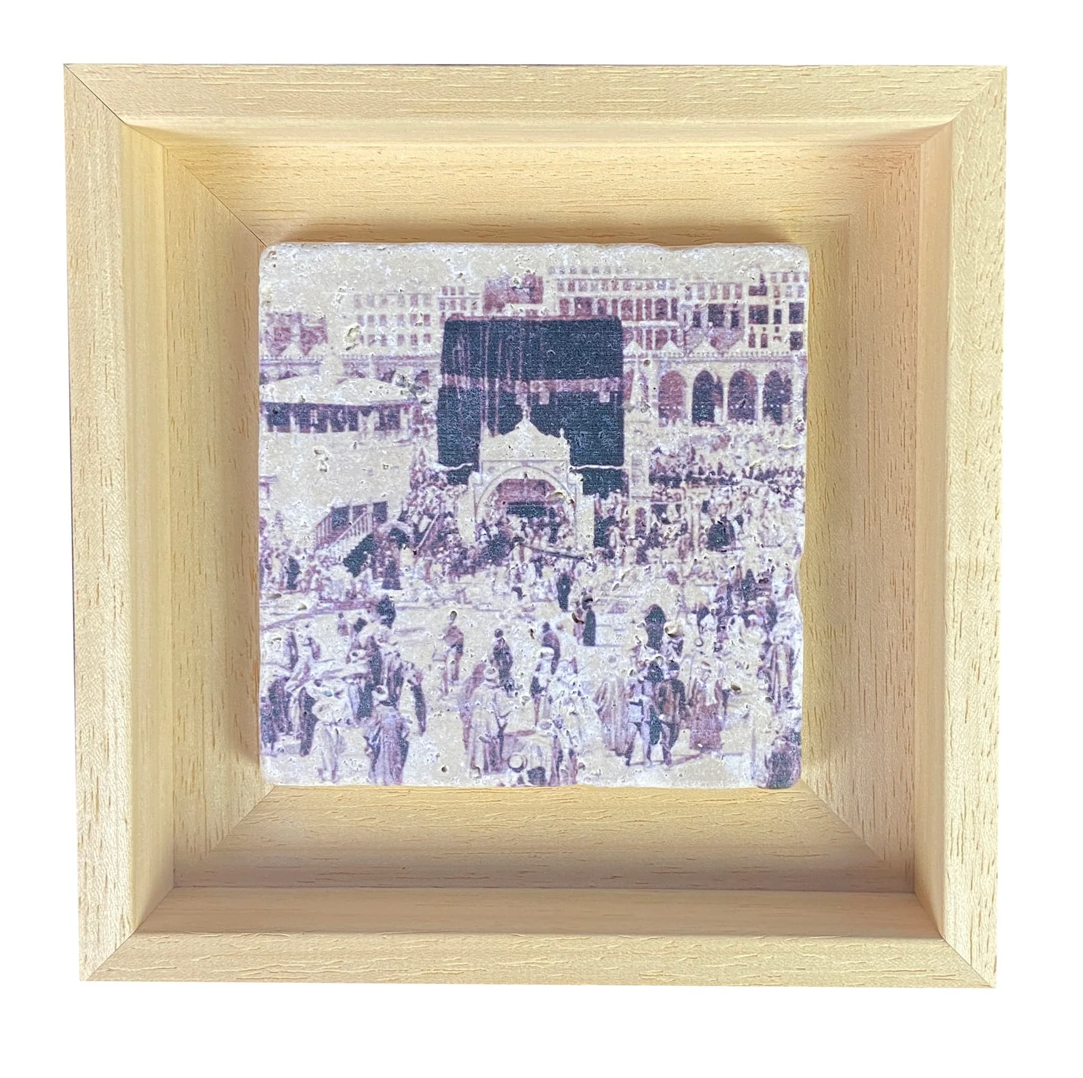 The Kaaba circa 1887 Stone Art - SMALL Islamic Gift Wall Art Stone Art Natural Travertine Tile - image 3