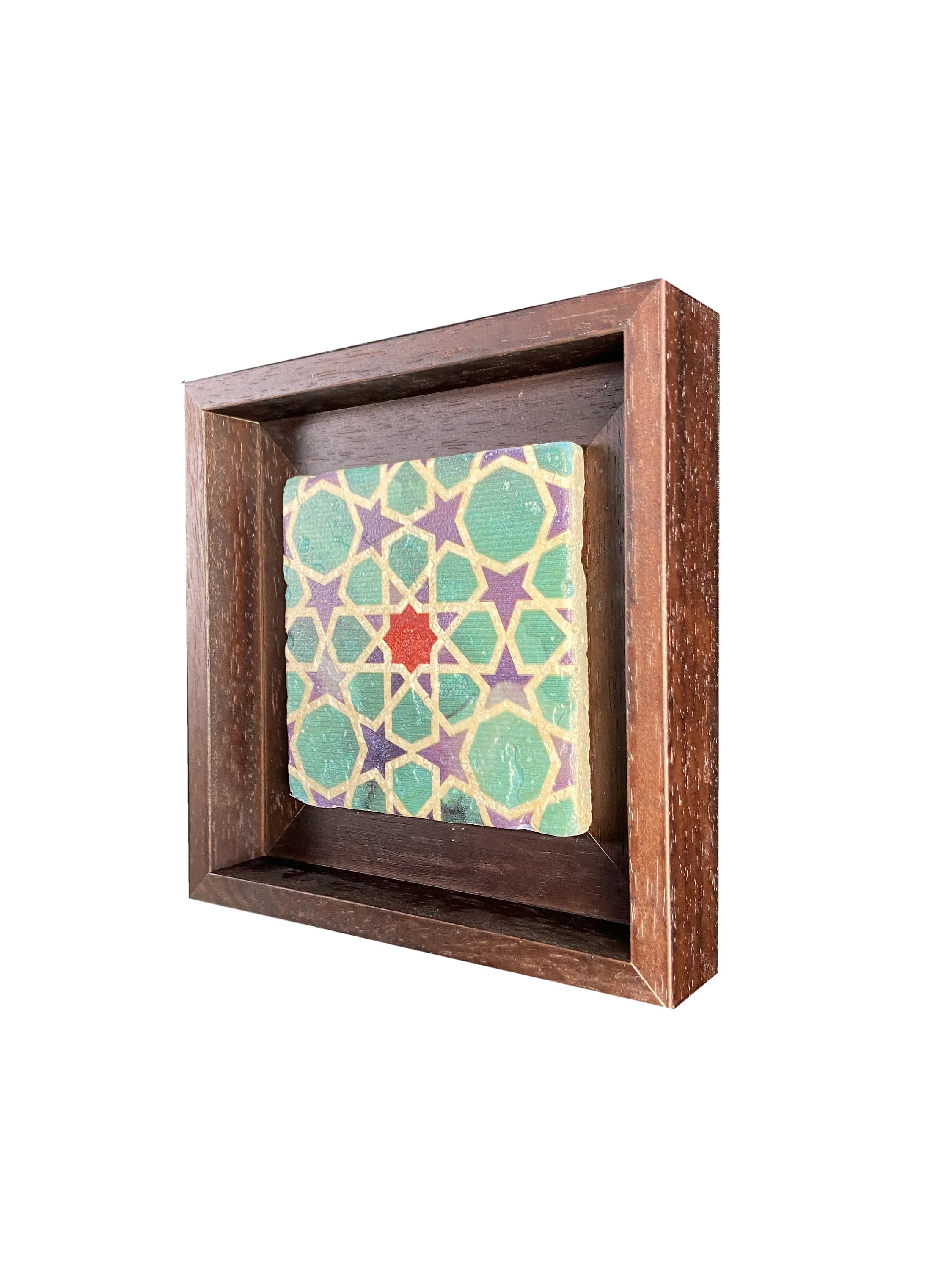Turquoise, Red and Blue Geometric Stone Tile - MEDIUM - image 4