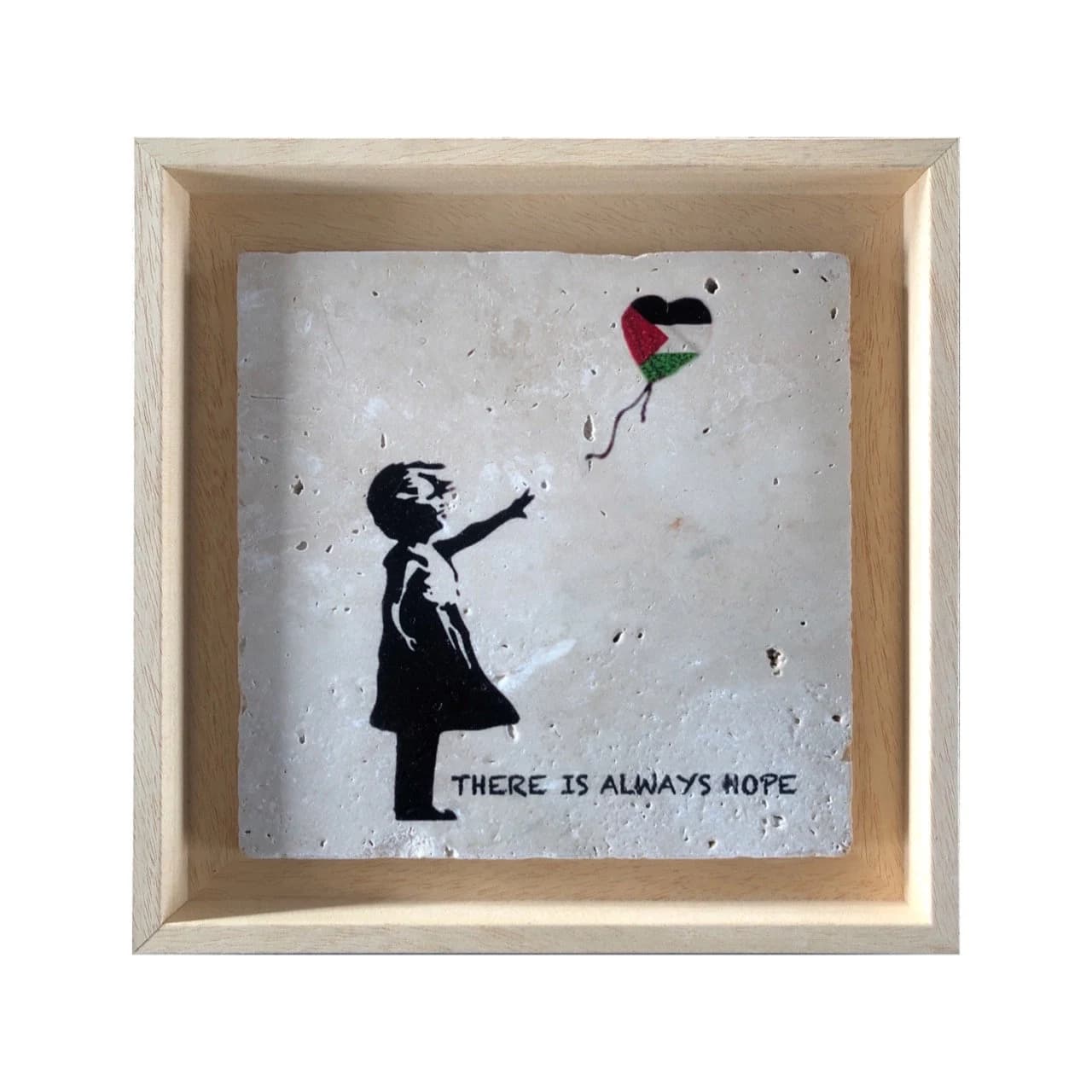 There is Always Hope Banksy's Girl with Palestine Balloon Design Stone Art MEDIUM - image 3