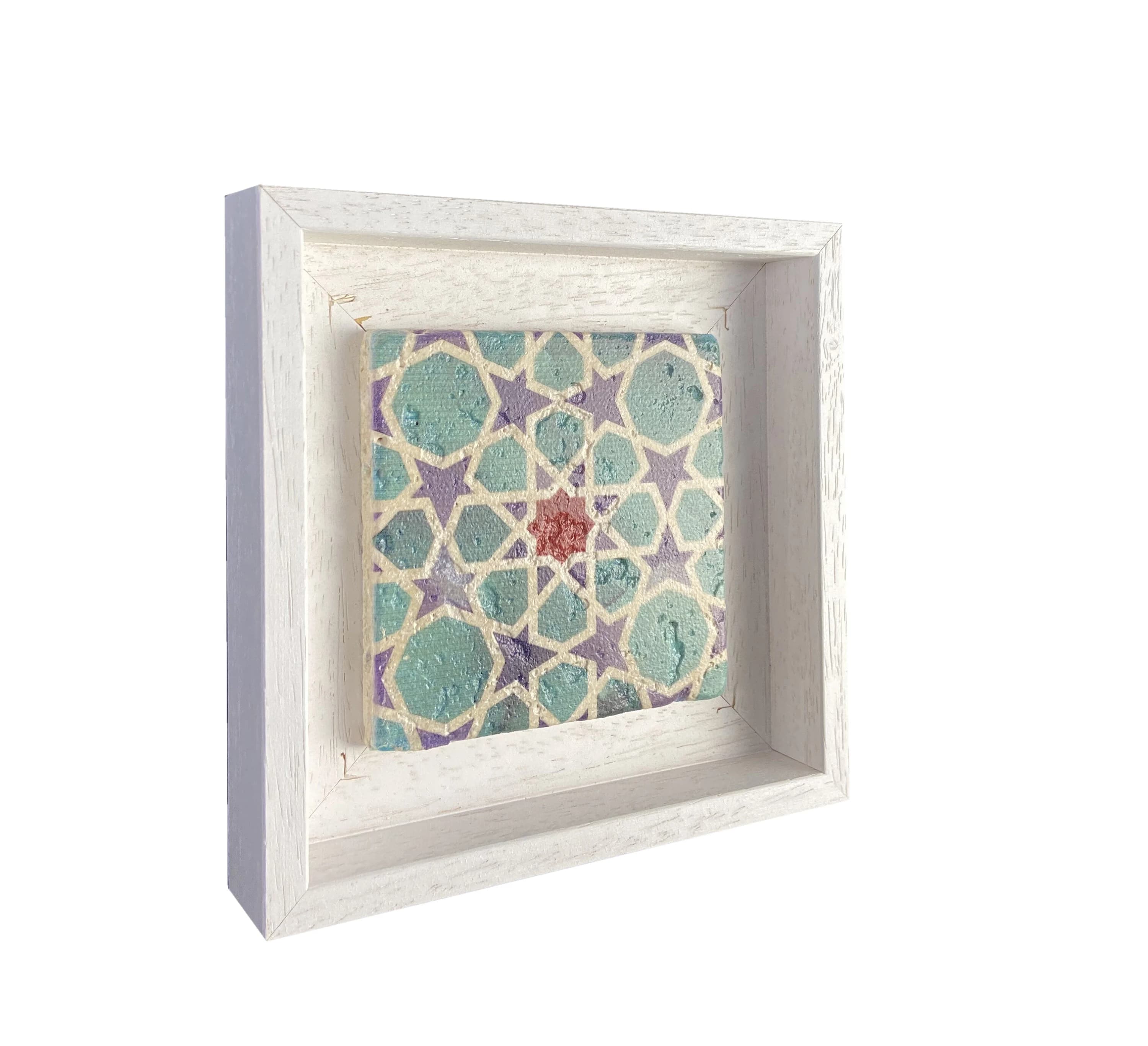 Turquoise, Red and Blue Geometric Stone Tile SMALL - image 4