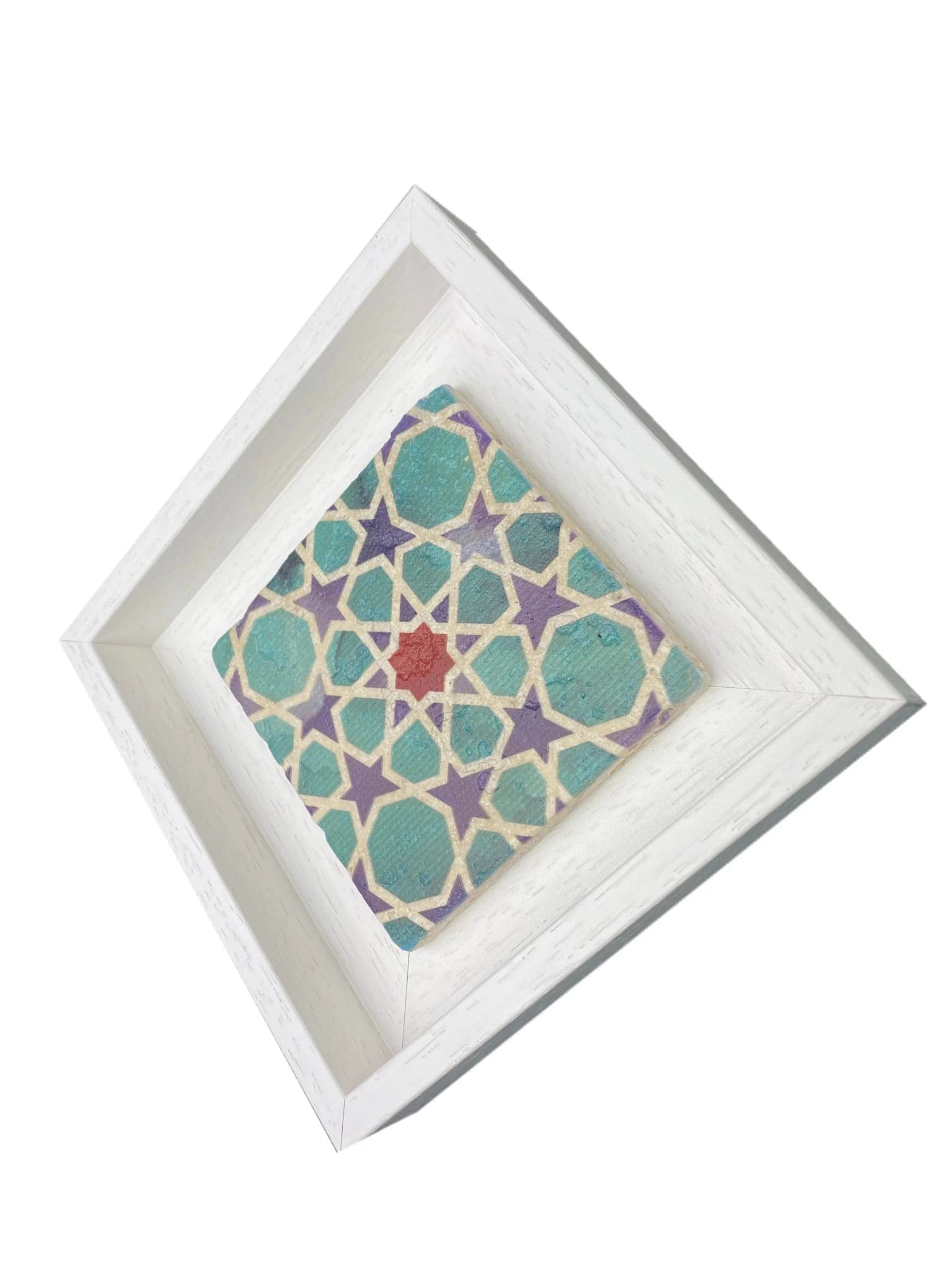 Turquoise, Red and Blue Geometric Stone Tile SMALL - image 3