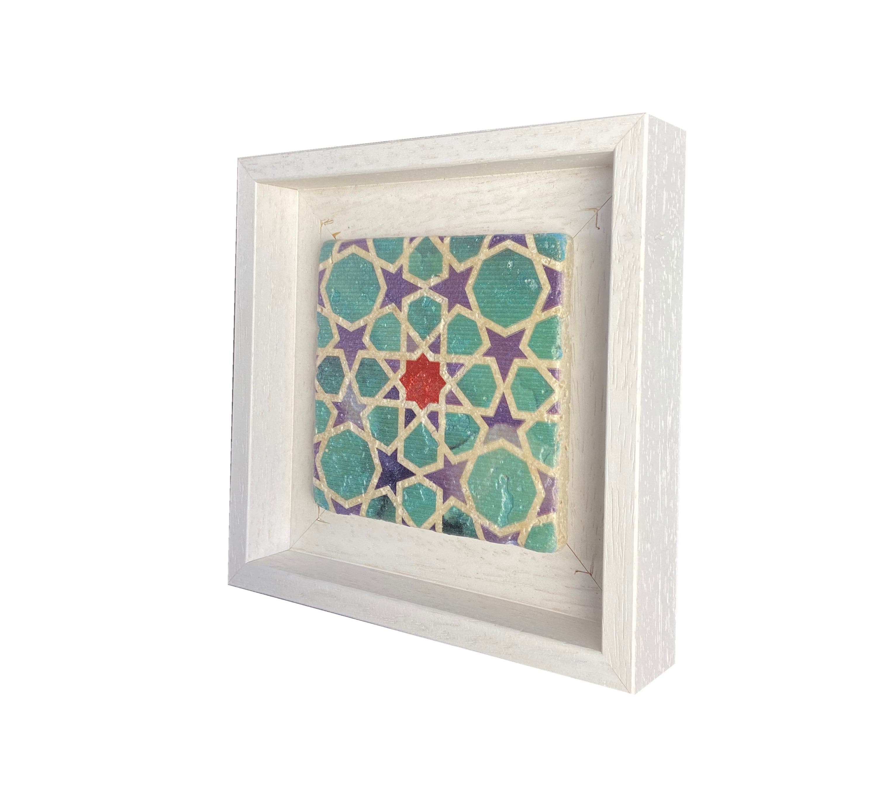 Turquoise, Red and Blue Geometric Stone Tile SMALL - image 5