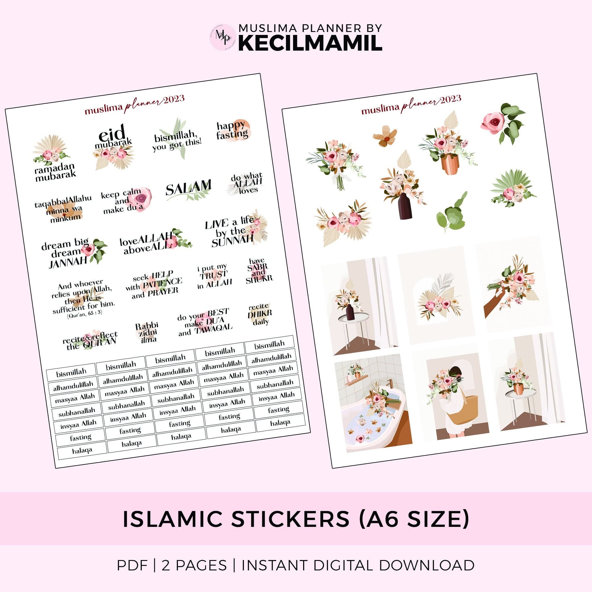 Islamic Planner Stickers: Muslim Printable Stickers (Digital Download)