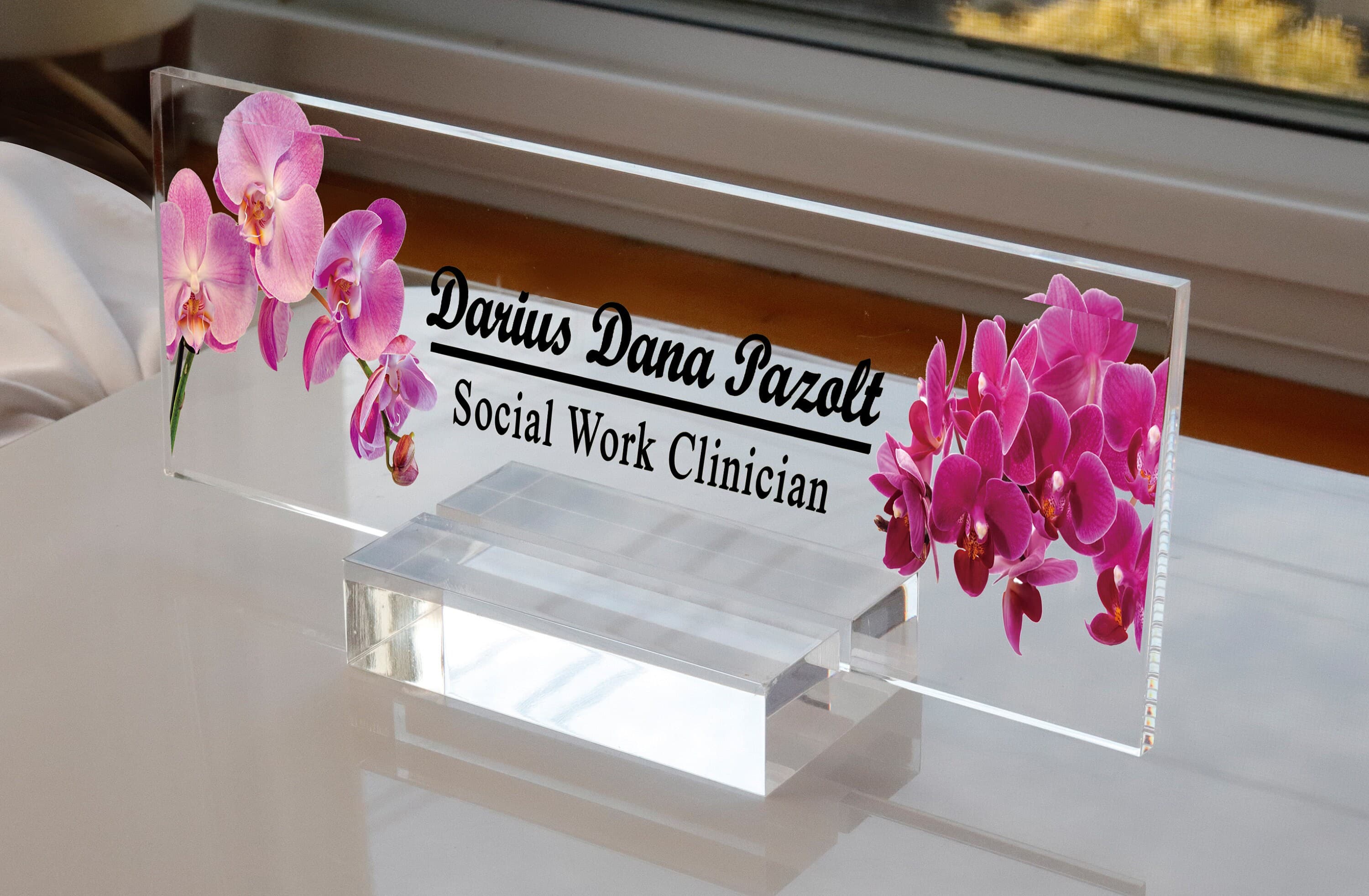 Personalized Acrylic Desk Name Plate, Custom Office Sign, Teacher Gift