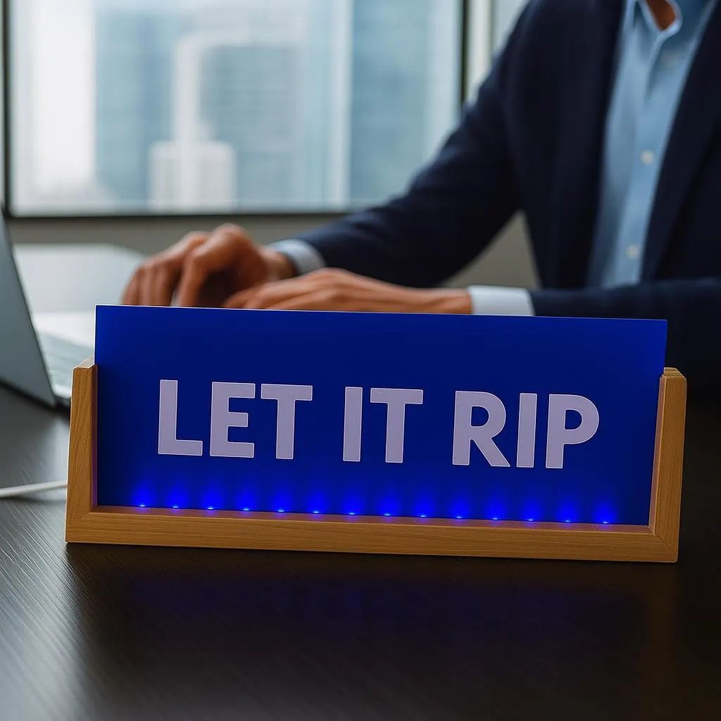 Let It Rip Motivational Acrylic Sign | Bold Desk Decor with LED Base | Gift for Office, Gym, Startup, Designer | Modern Inspiration Quote - image 4
